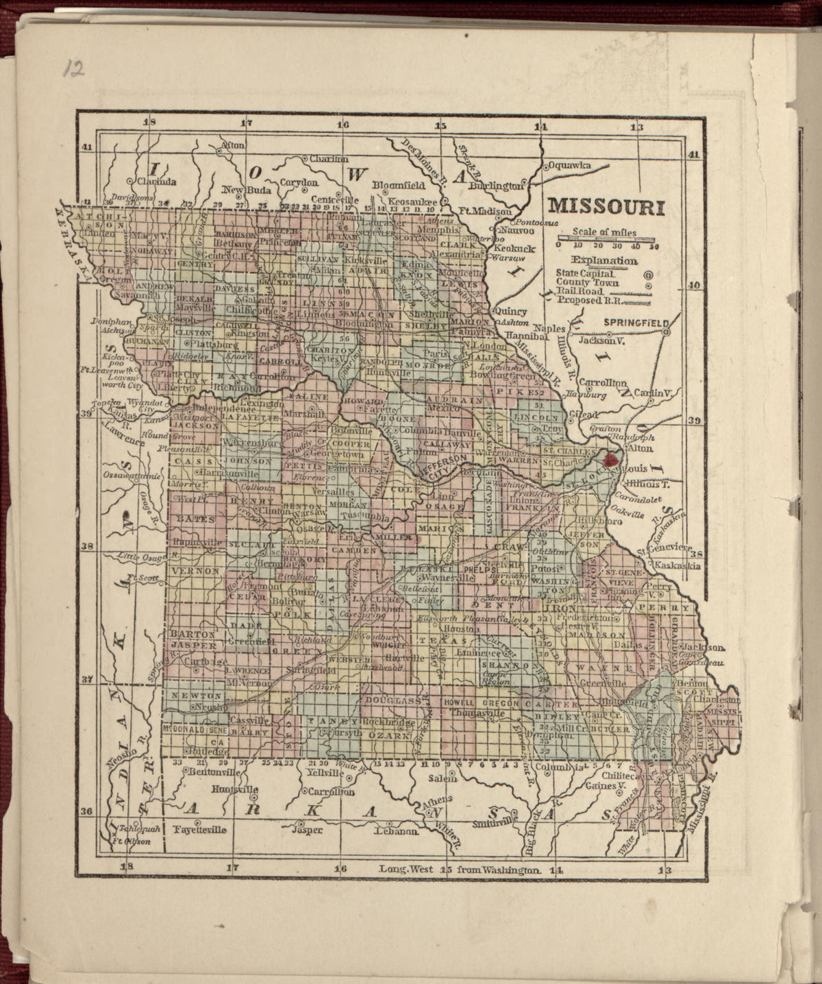 Missouri from the Campaign Atlas, for 1861 : United States by Relic Map Company