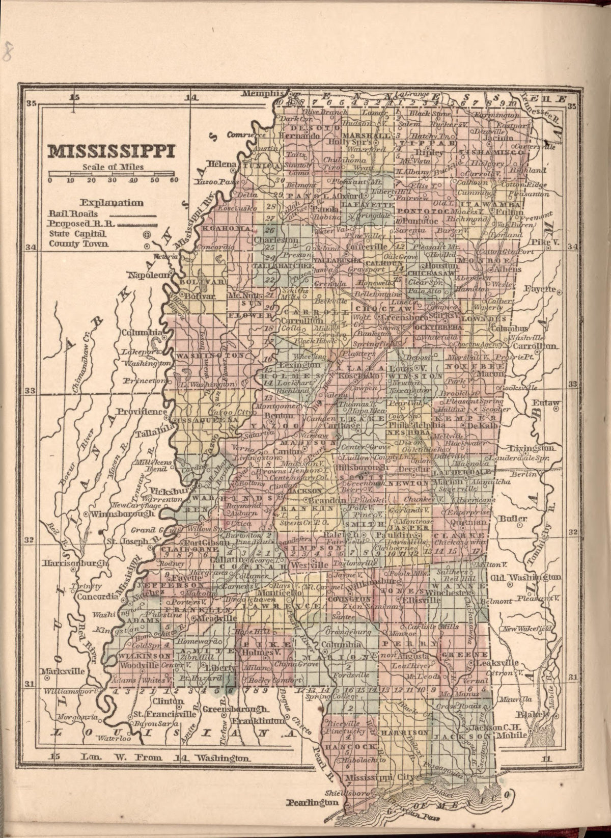 Mississippi from the Campaign Atlas, for 1861 : United States by Relic Map Company
