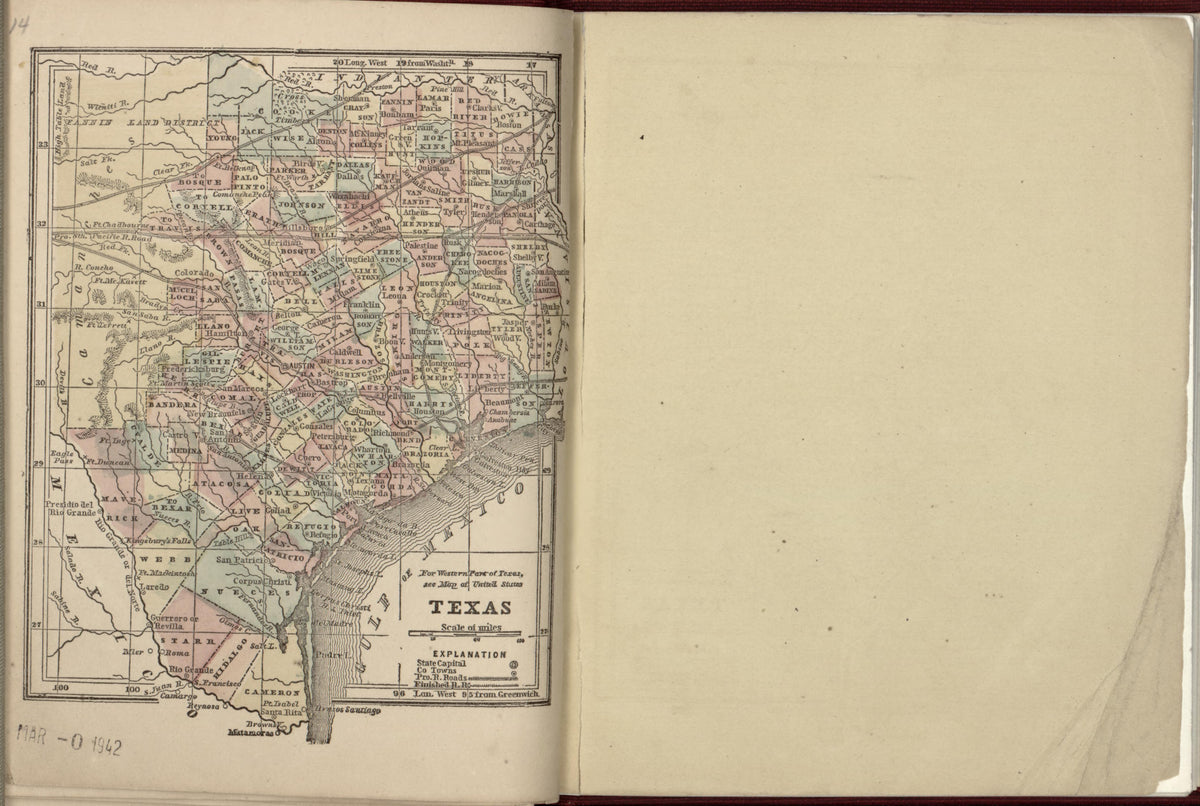 Texas from the Campaign Atlas, for 1861 : United States by Relic Map Company