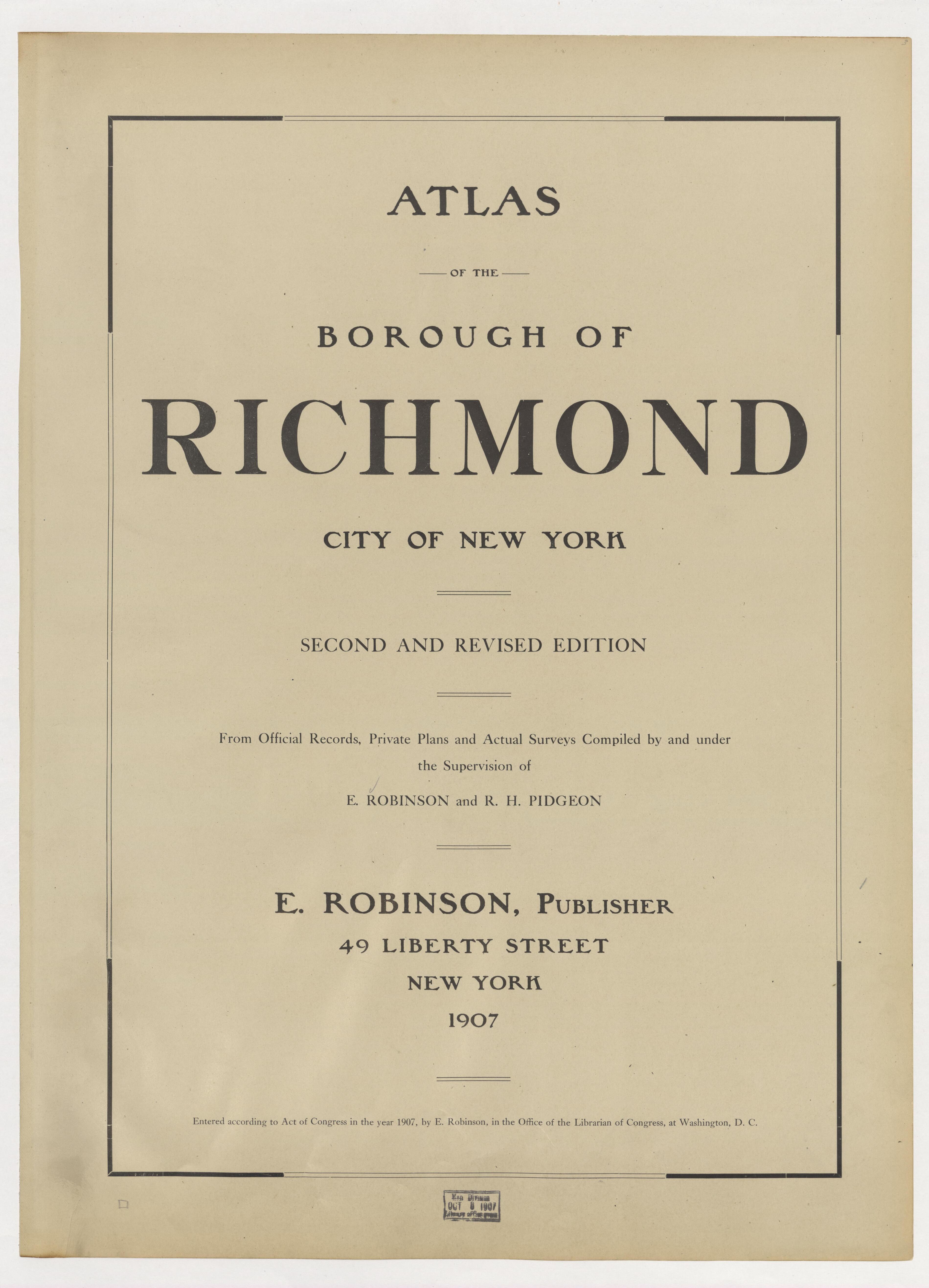 Image 2 of Atlas of the Borough of Richmond, City of New York ... from Atlas of the Borough of Richmond, City of New York 1907 by Relic Map Company