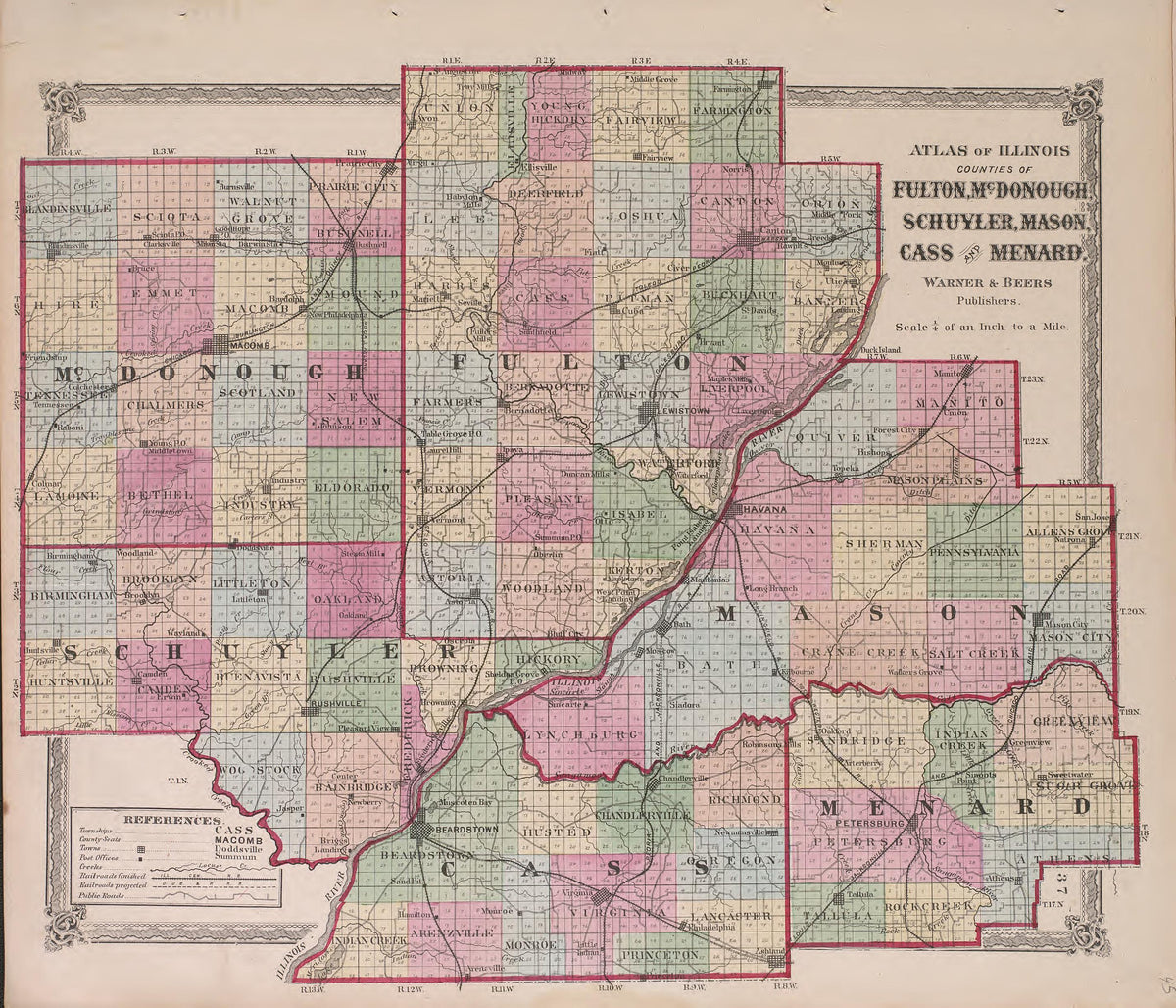 Atlas of Illinois--continued from Atlas of Marshall County and the State of Illinois : to Which Is Added an Atlas of the United States, Maps of the Hemispheres &c. &c. &c 1870 by Relic Map Company