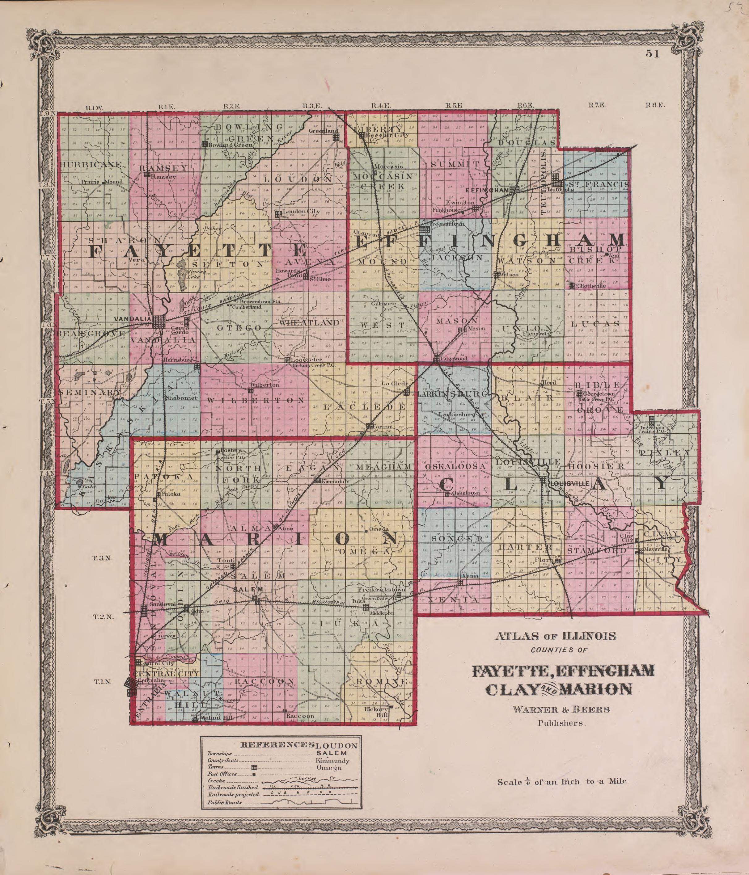 Atlas of Illinois--continued from Atlas of Marshall County and the State of Illinois : to Which Is Added an Atlas of the United States, Maps of the Hemispheres &c. &c. &c 1870 by Relic Map Company