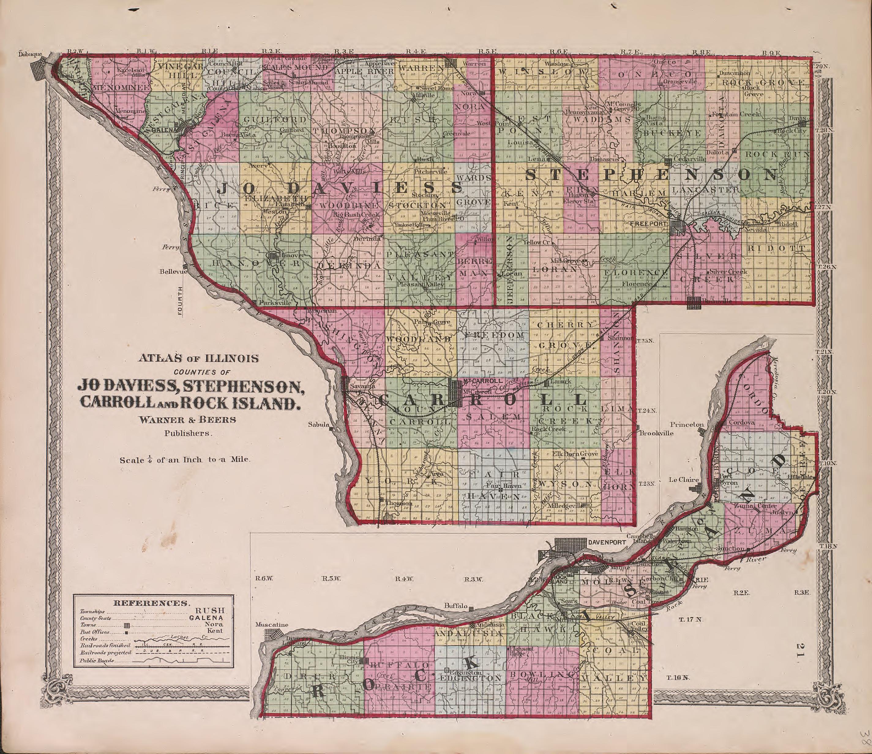 Atlas of Illinois--continued from Atlas of Marshall County and the State of Illinois : to Which Is Added an Atlas of the United States, Maps of the Hemispheres &c. &c. &c 1870 by Relic Map Company
