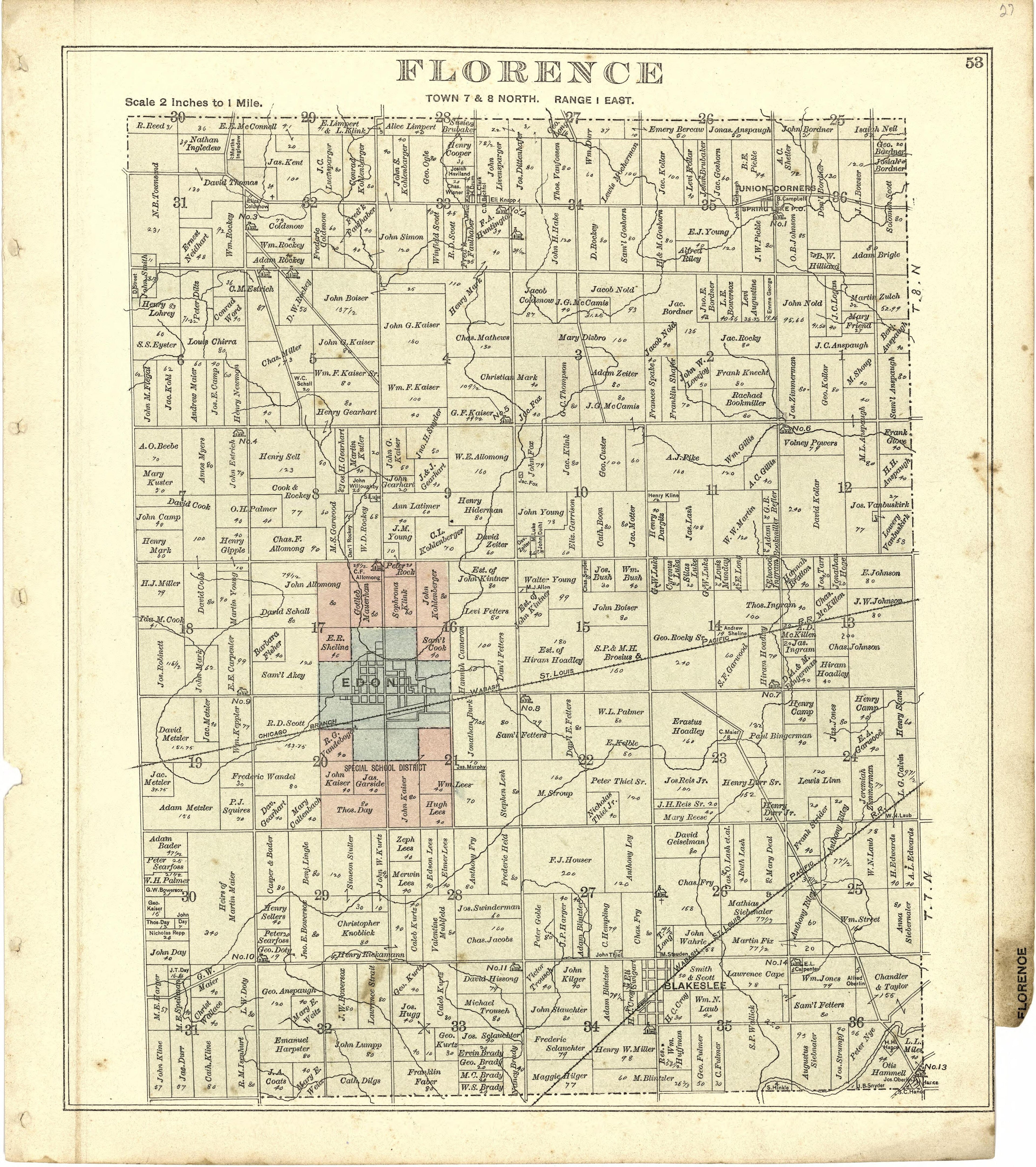 Florence from Atlas of Williams County, Ohio : from County Records, Plats and Surveys 1894 by Relic Map Company