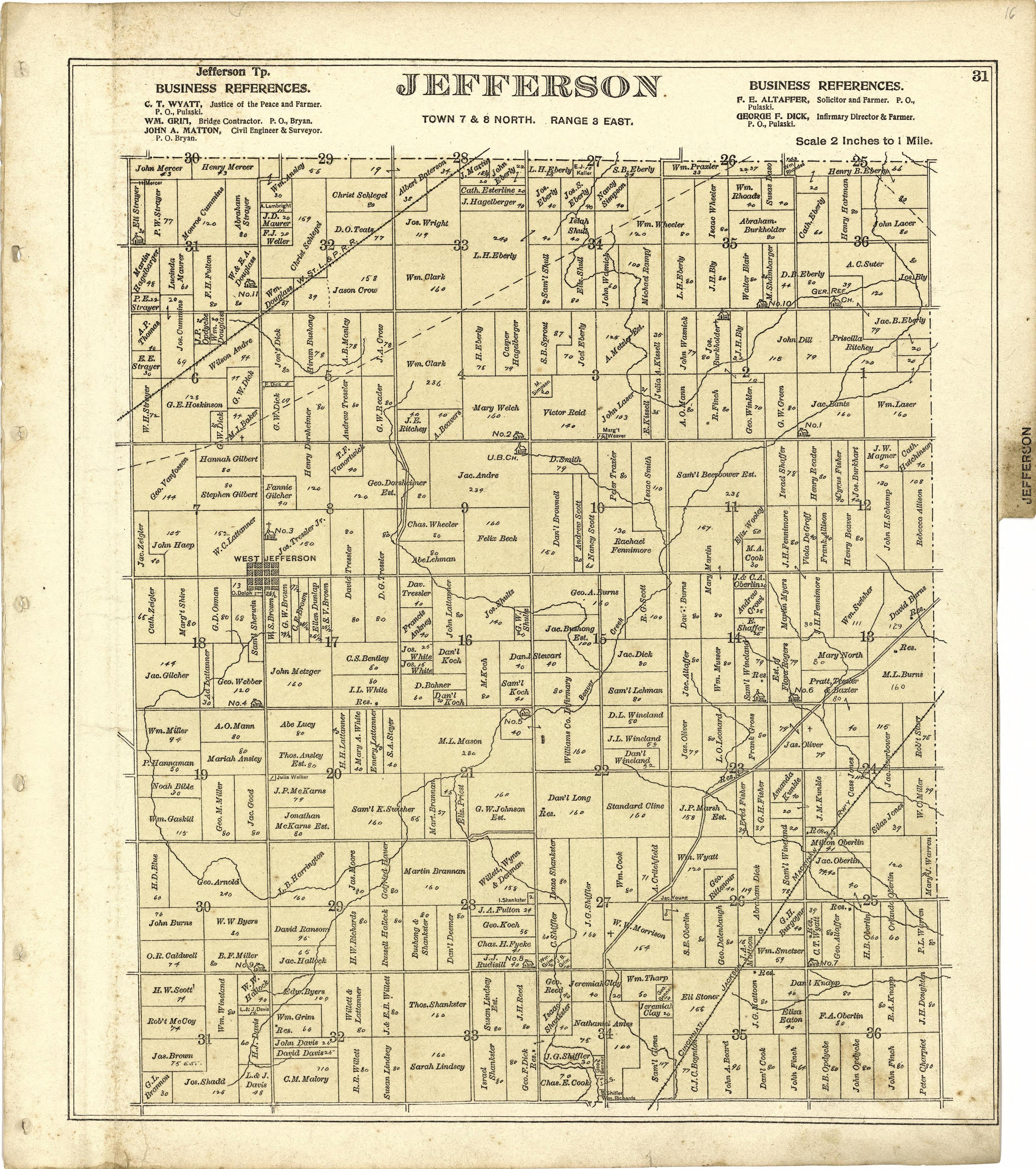 Jefferson from Atlas of Williams County, Ohio : from County Records, Plats and Surveys 1894 by Relic Map Company