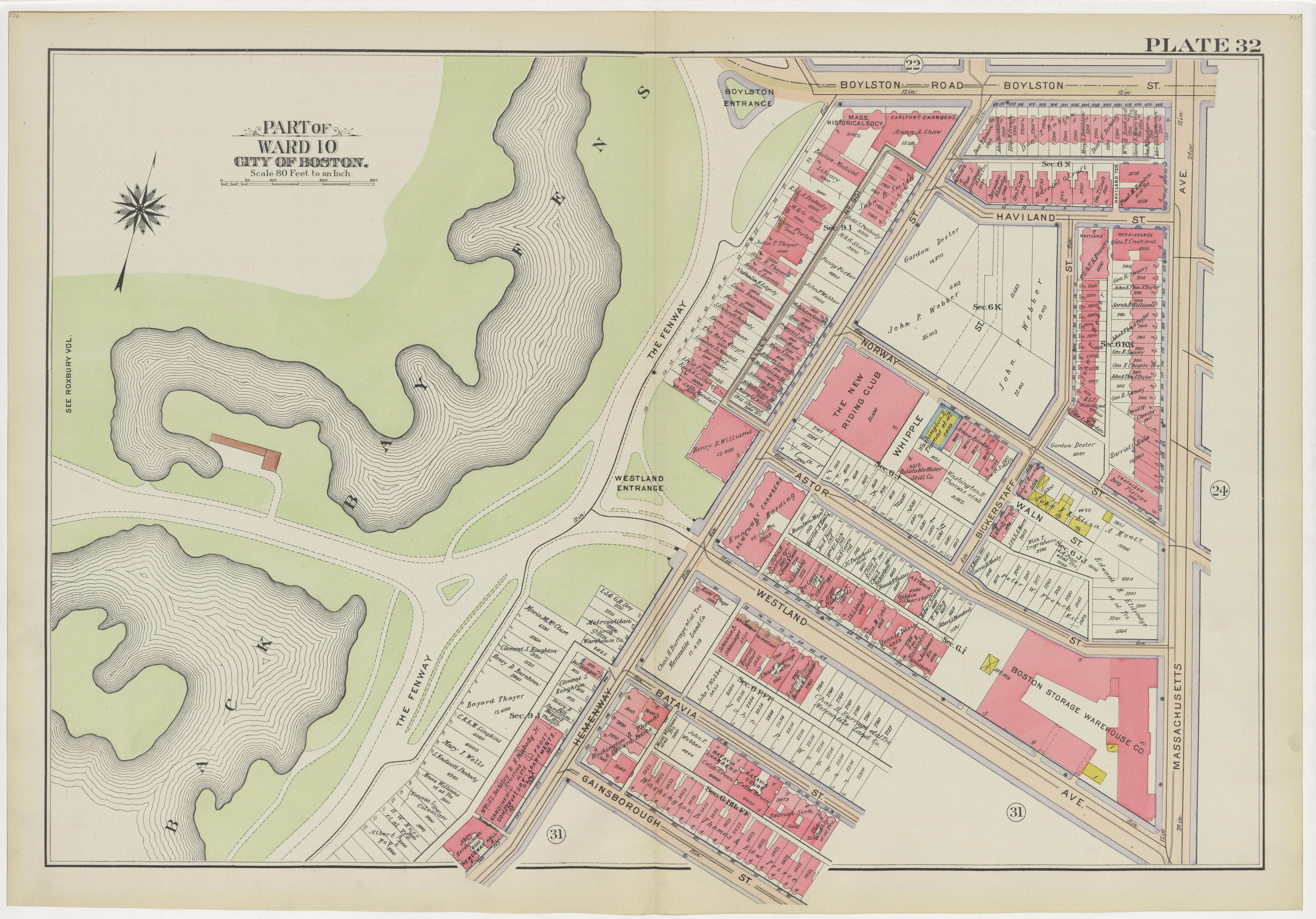 This old map of Boston, Massachusetts, was created by Bromley, George Washington|Bromley, Walter Scott in 1908