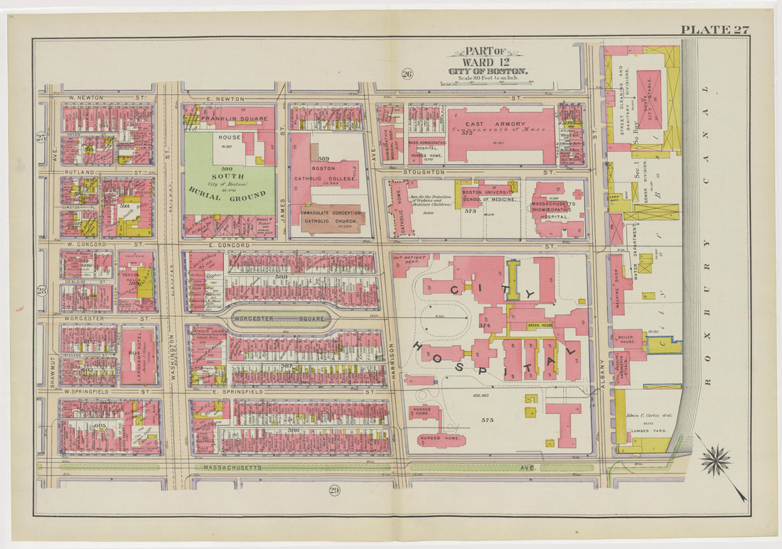 This old map of Boston, Massachusetts, was created by Bromley, George Washington|Bromley, Walter Scott in 1908