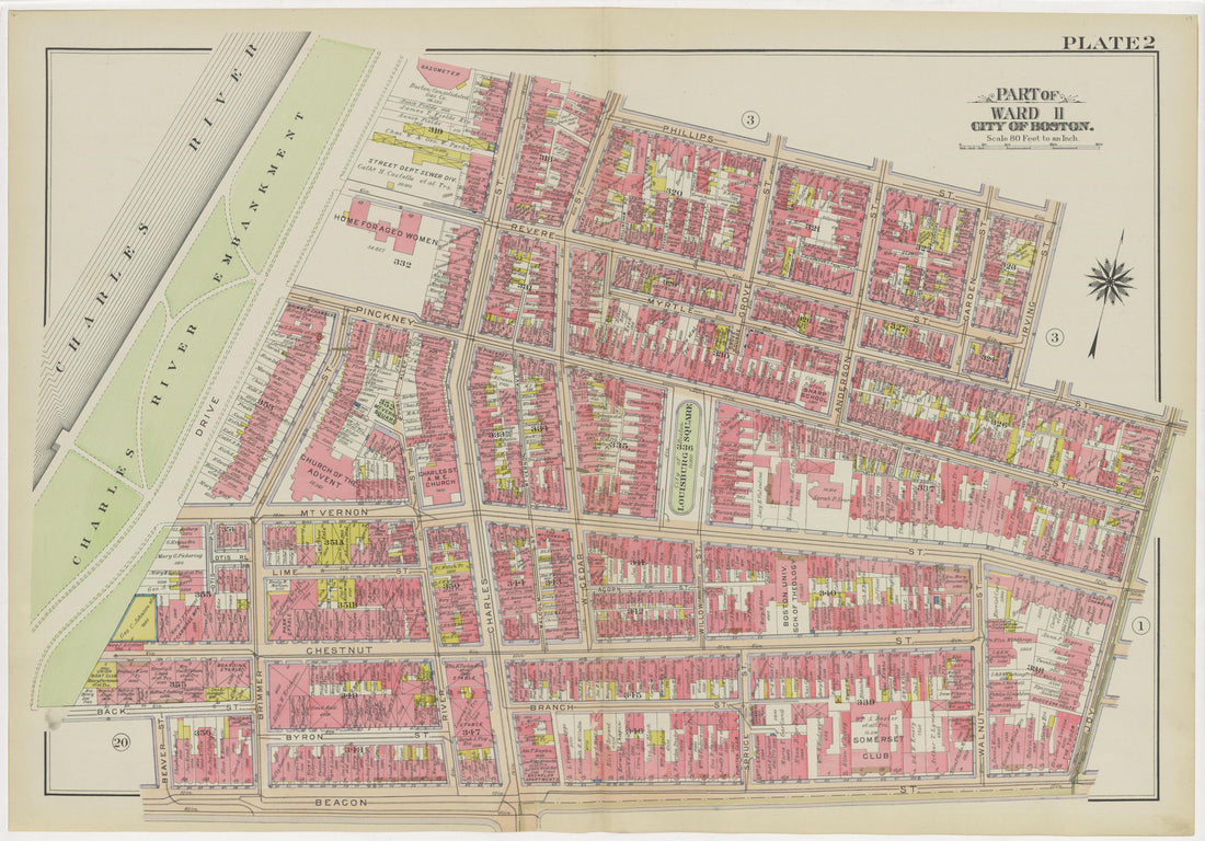 This old map of Boston, Massachusetts, was created by Bromley, George Washington|Bromley, Walter Scott in 1908