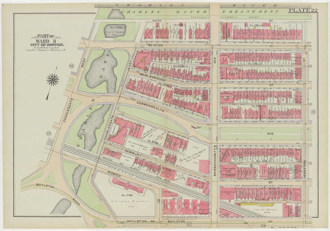 This old map of Boston, Massachusetts, was created by Bromley, George Washington|Bromley, Walter Scott in 1908