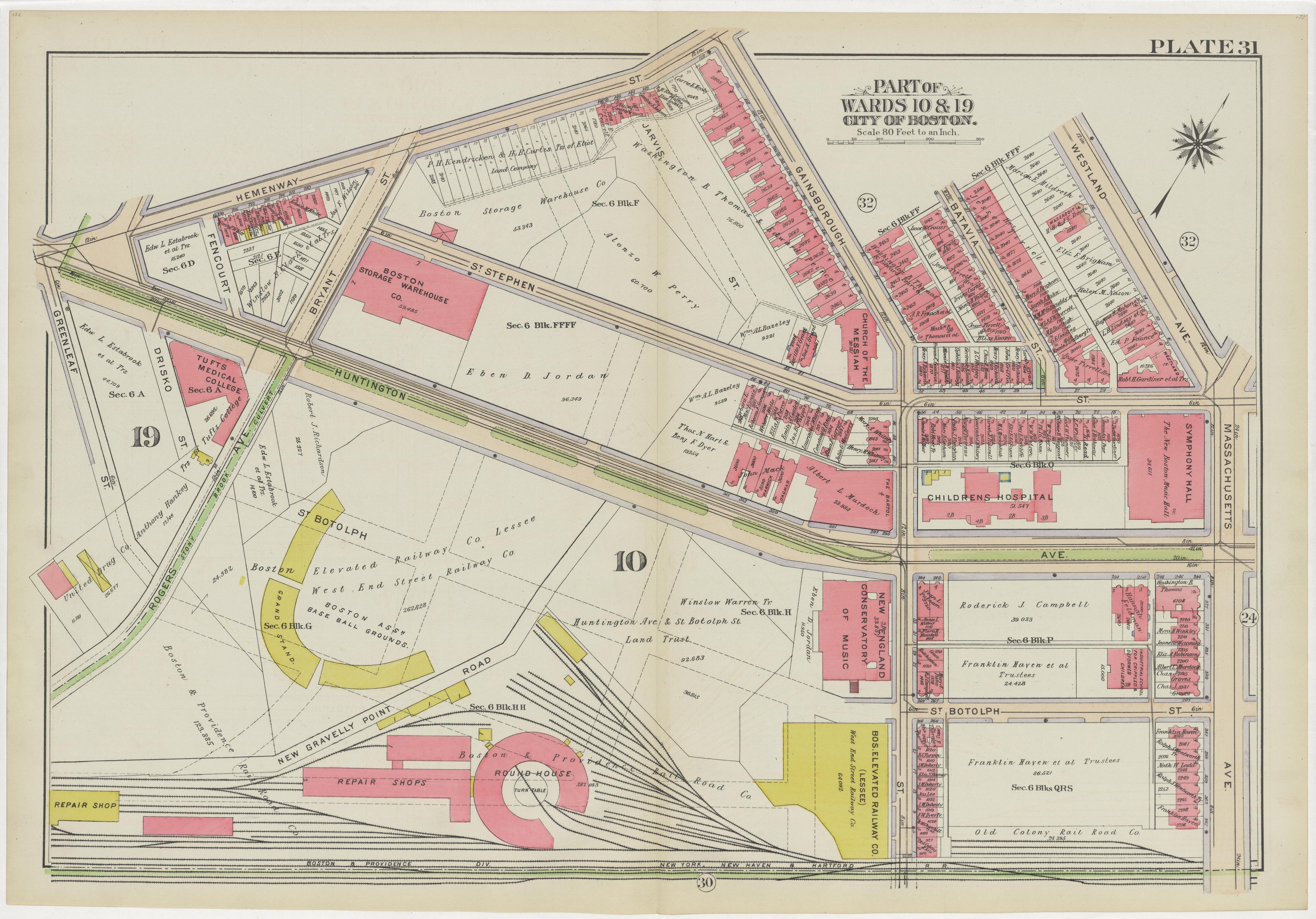 This old map of Boston, Massachusetts, was created by Bromley, George Washington|Bromley, Walter Scott in 1908