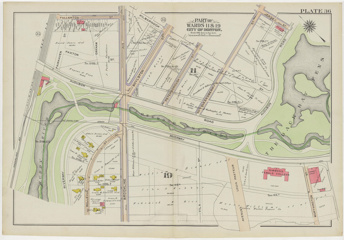 This old map of Boston, Massachusetts, was created by Bromley, George Washington|Bromley, Walter Scott in 1908
