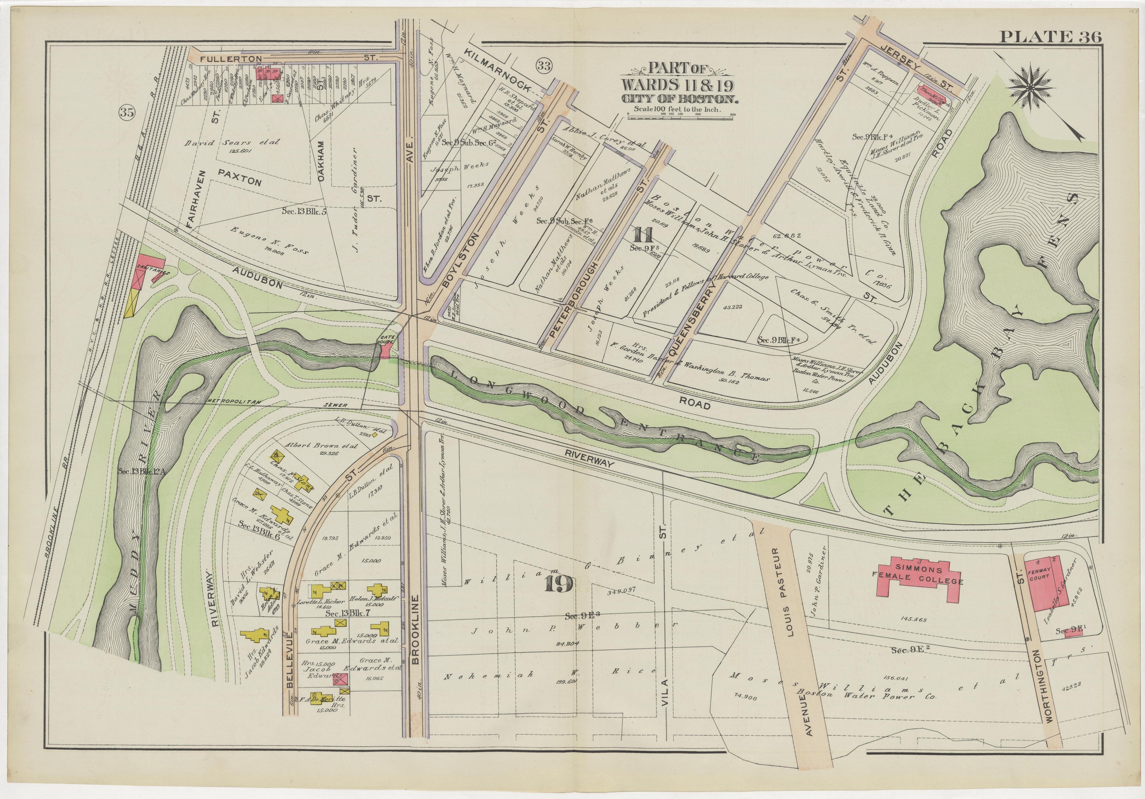 This old map of Boston, Massachusetts, was created by Bromley, George Washington|Bromley, Walter Scott in 1908
