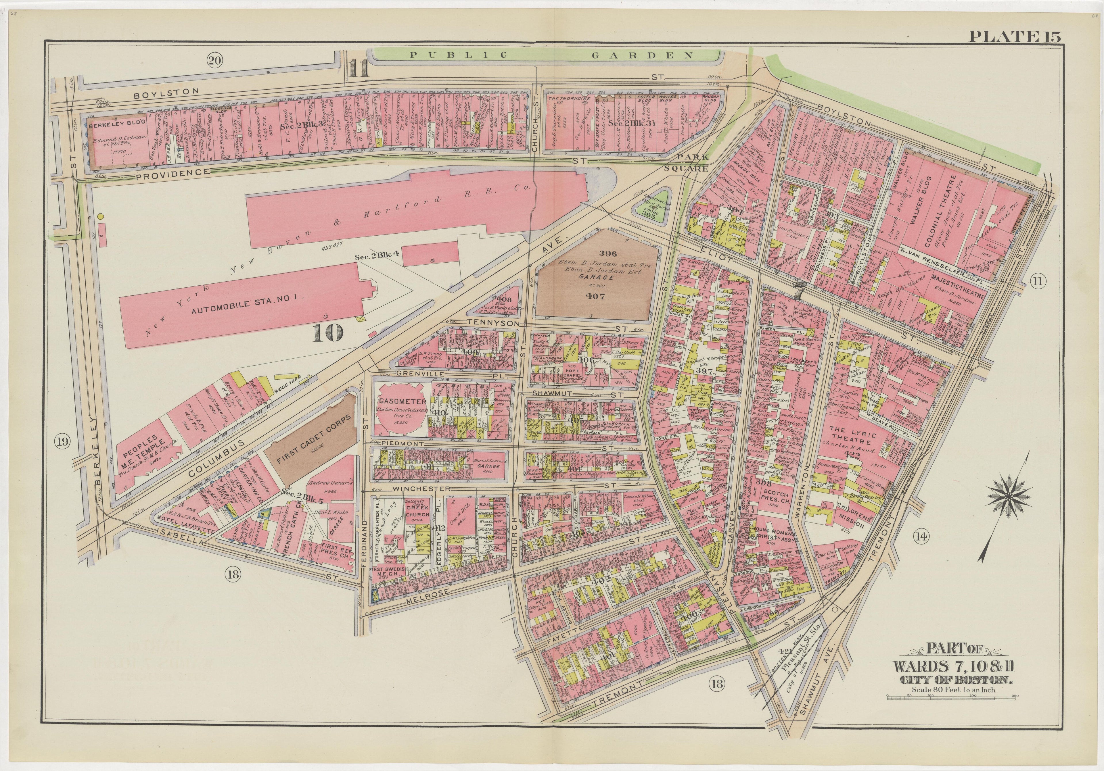 This old map of Boston, Massachusetts, was created by Bromley, George Washington|Bromley, Walter Scott in 1908