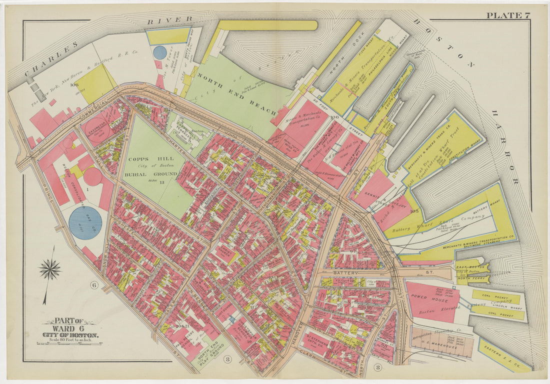 This old map of Boston, Massachusetts, was created by Bromley, George Washington|Bromley, Walter Scott in 1908