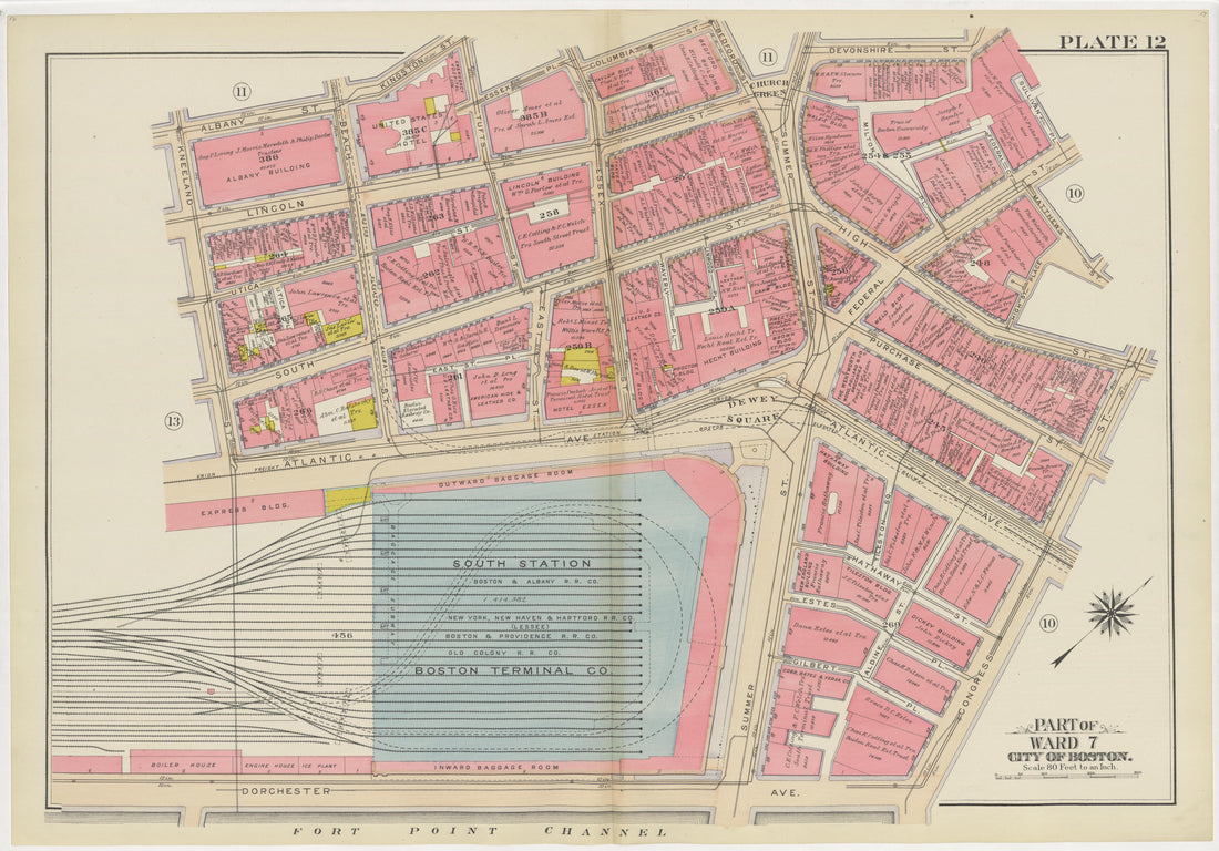 This old map of Boston, Massachusetts, was created by Bromley, George Washington|Bromley, Walter Scott in 1908