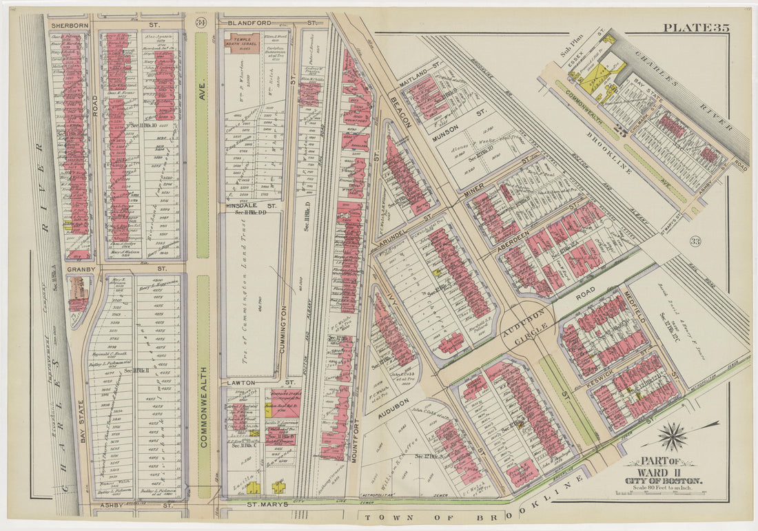This old map of Boston, Massachusetts, was created by Bromley, George Washington|Bromley, Walter Scott in 1908