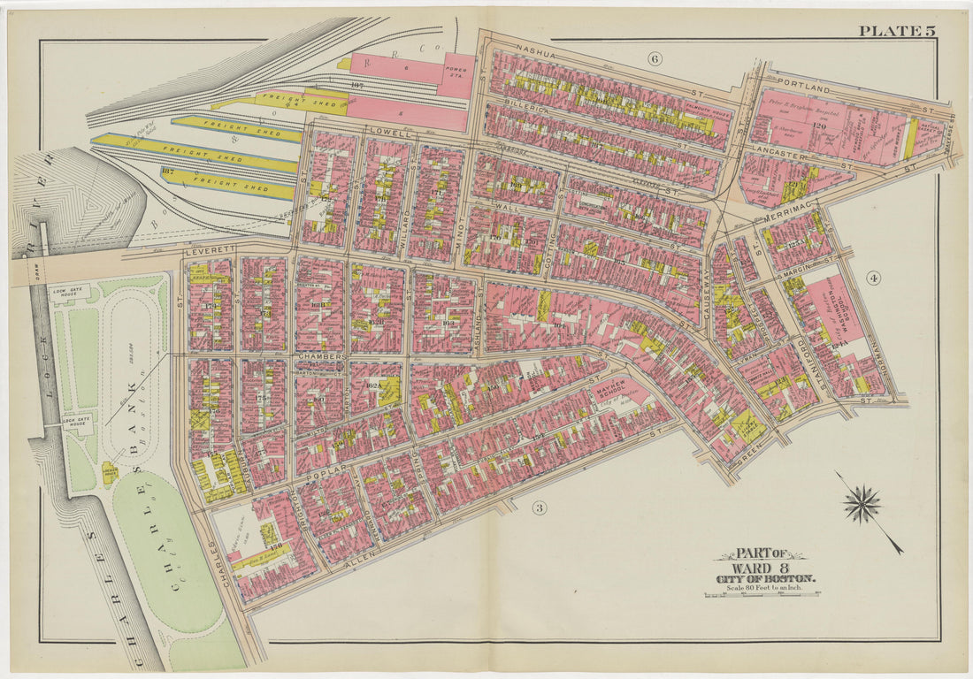 This old map of Boston, Massachusetts, was created by Bromley, George Washington|Bromley, Walter Scott in 1908