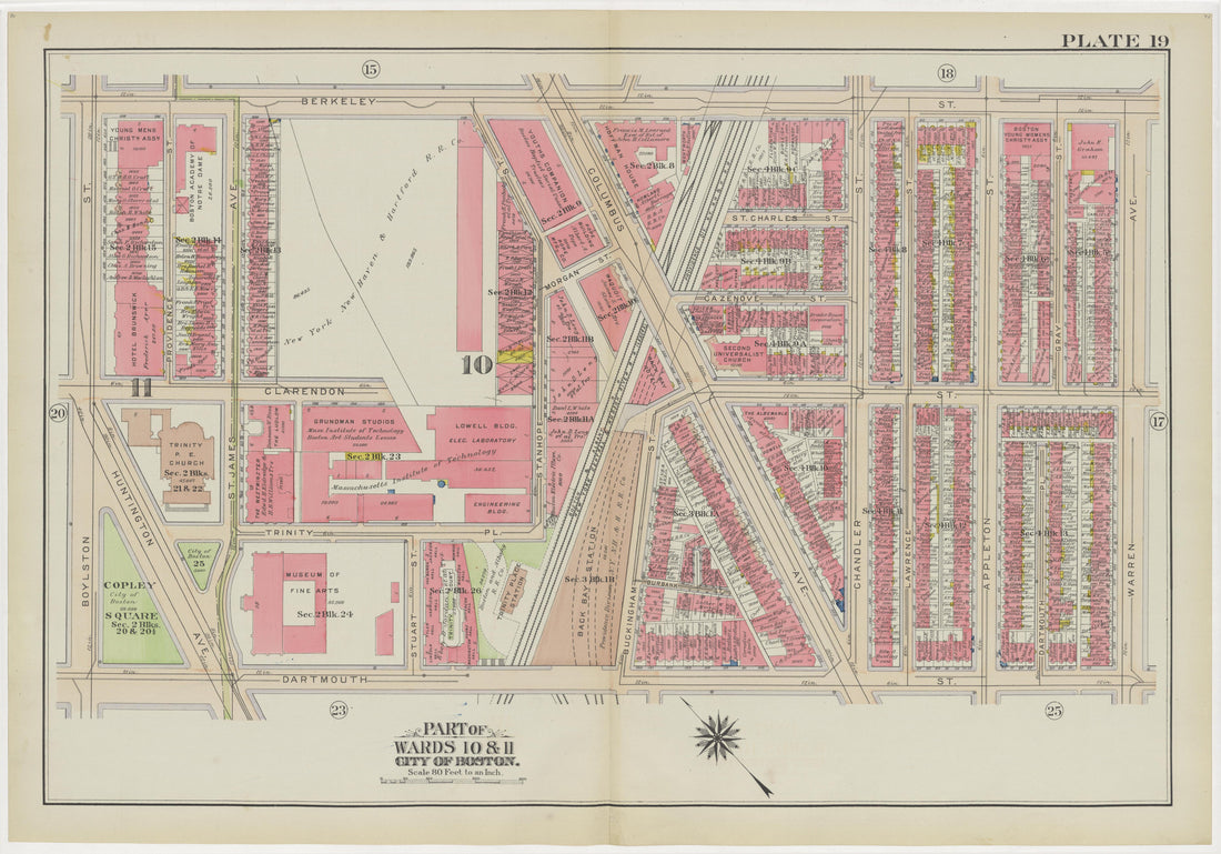This old map of Boston, Massachusetts, was created by Bromley, George Washington|Bromley, Walter Scott in 1908