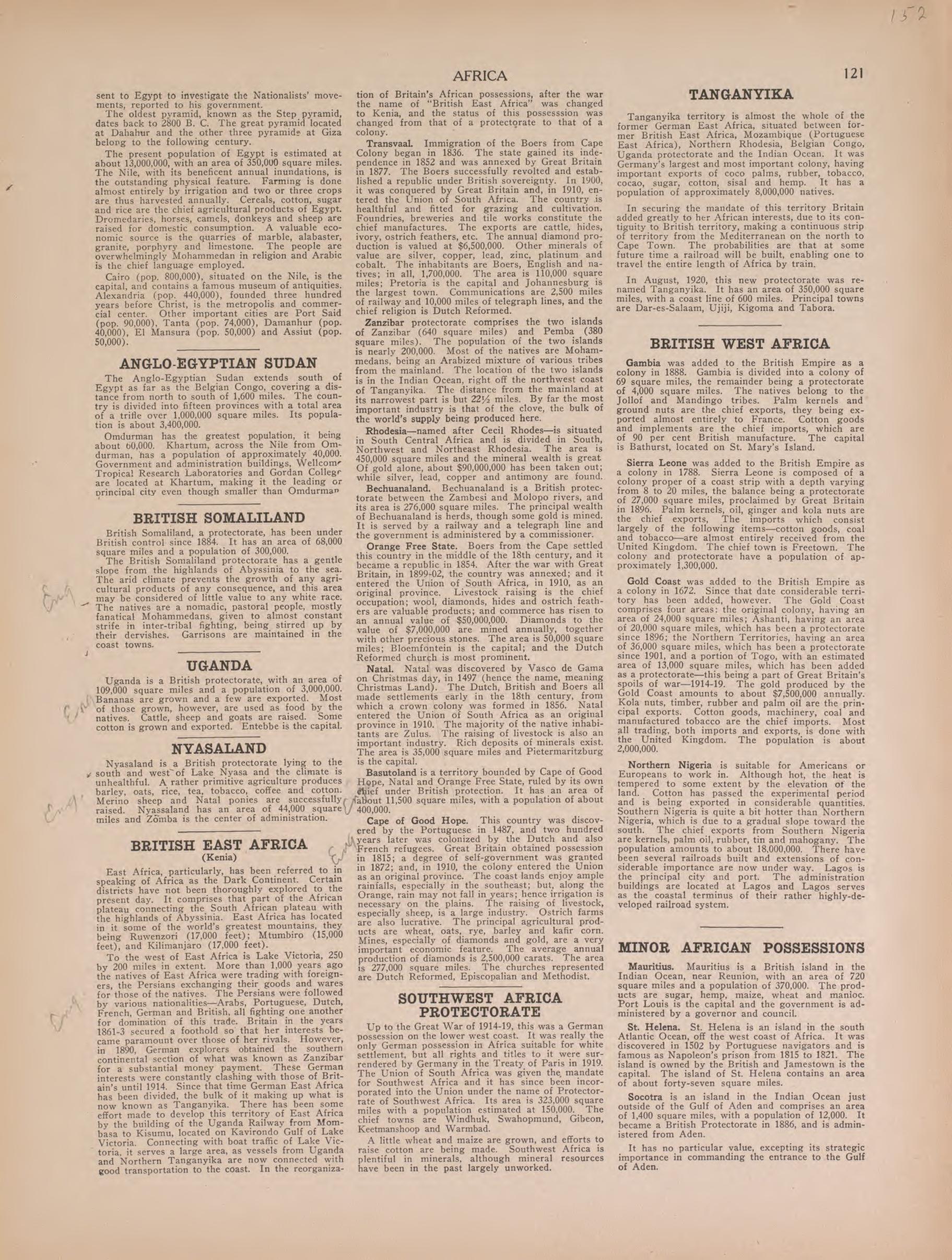 Text On Africa from Atlas of Doniphan County, Kansas : Containing Maps of Townships of the County, Maps of State, United States and World : Farmers Directory, Analysis of the System of U.S. Land Surveys 1927 by Relic Map Company