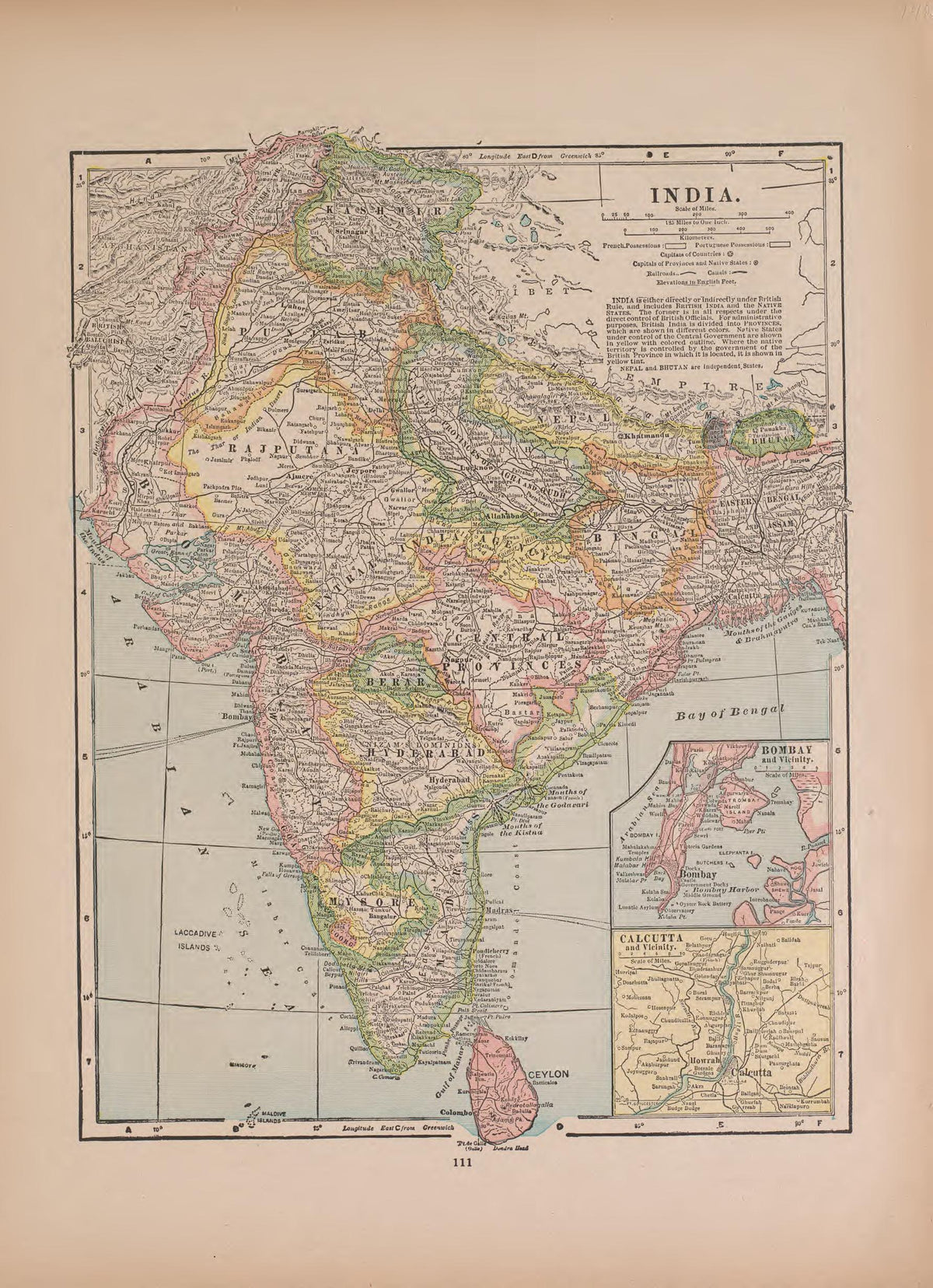 India from Atlas of Doniphan County, Kansas : Containing Maps of Townships of the County, Maps of State, United States and World : Farmers Directory, Analysis of the System of U.S. Land Surveys 1927 by Relic Map Company