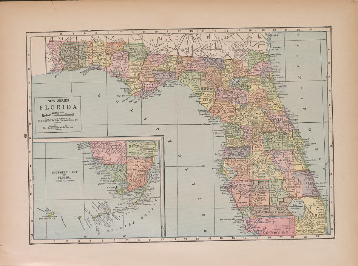 Florida from Atlas of Doniphan County, Kansas : Containing Maps of Townships of the County, Maps of State, United States and World : Farmers Directory, Analysis of the System of U.S. Land Surveys 1927 by Relic Map Company