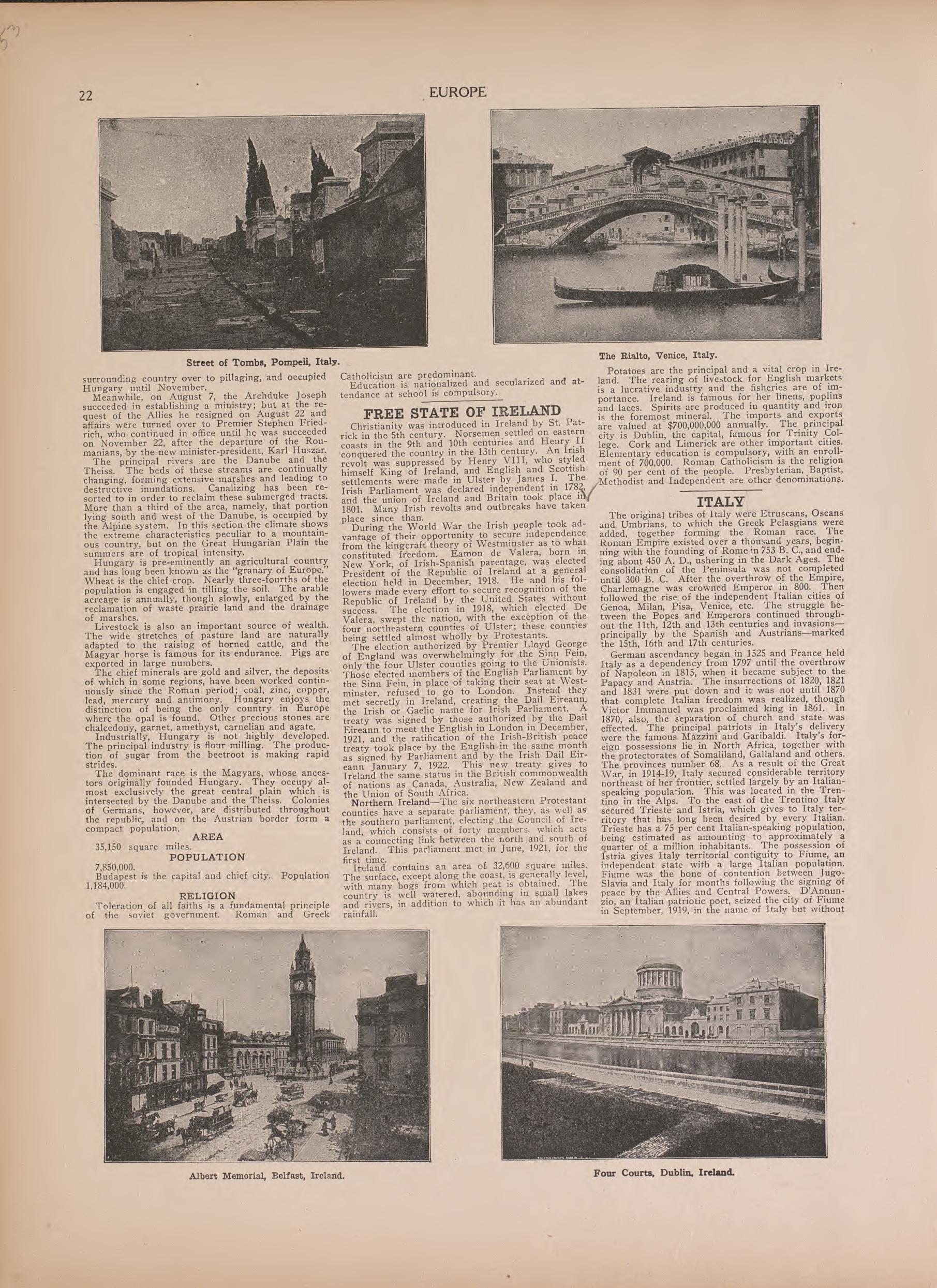 Views of Ireland and Italy from Atlas of Doniphan County, Kansas : Containing Maps of Townships of the County, Maps of State, United States and World : Farmers Directory, Analysis of the System of U.S. Land Surveys 1927 by Relic Map Company