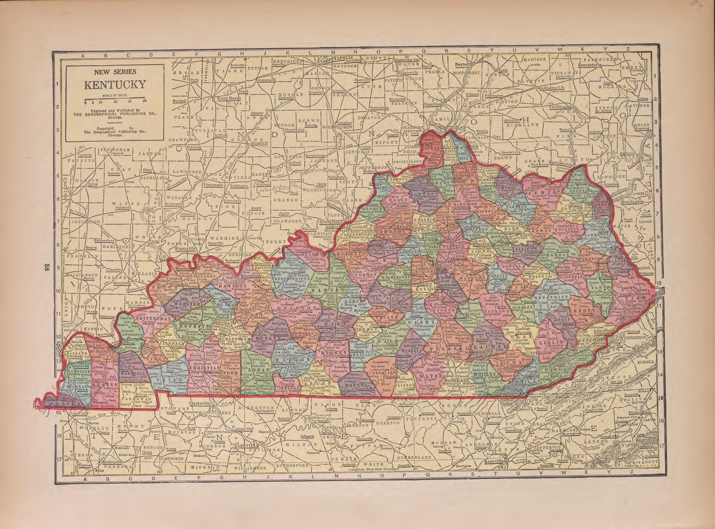 Kentucky from Atlas of Doniphan County, Kansas : Containing Maps of Townships of the County, Maps of State, United States and World : Farmers Directory, Analysis of the System of U.S. Land Surveys 1927 by Relic Map Company