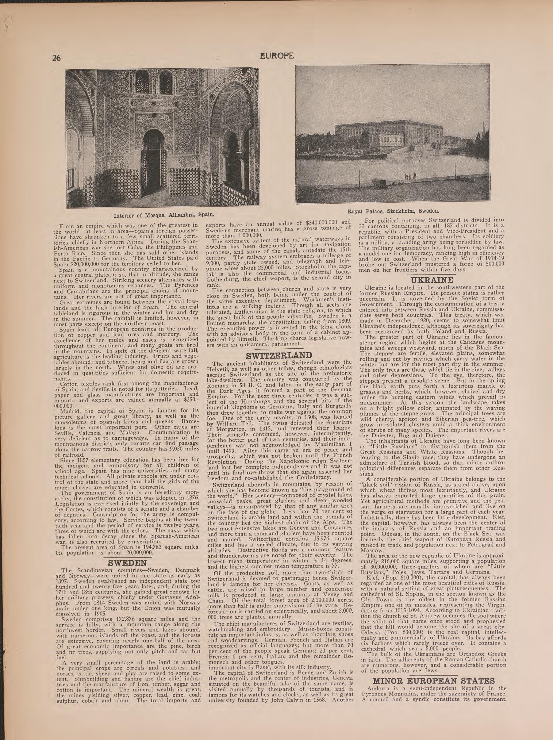 Views of Sweden and Spain and Text from Atlas of Doniphan County, Kansas : Containing Maps of Townships of the County, Maps of State, United States and World : Farmers Directory, Analysis of the System of U.S. Land Surveys 1927 by Relic Map Company