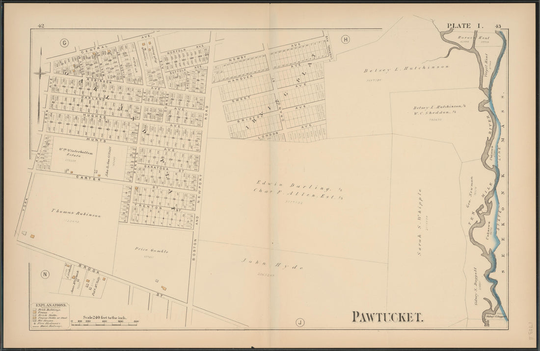 This old map of Pawtucket, Rhode Island, was created by Hopkins, Griffith Morgan in 1880