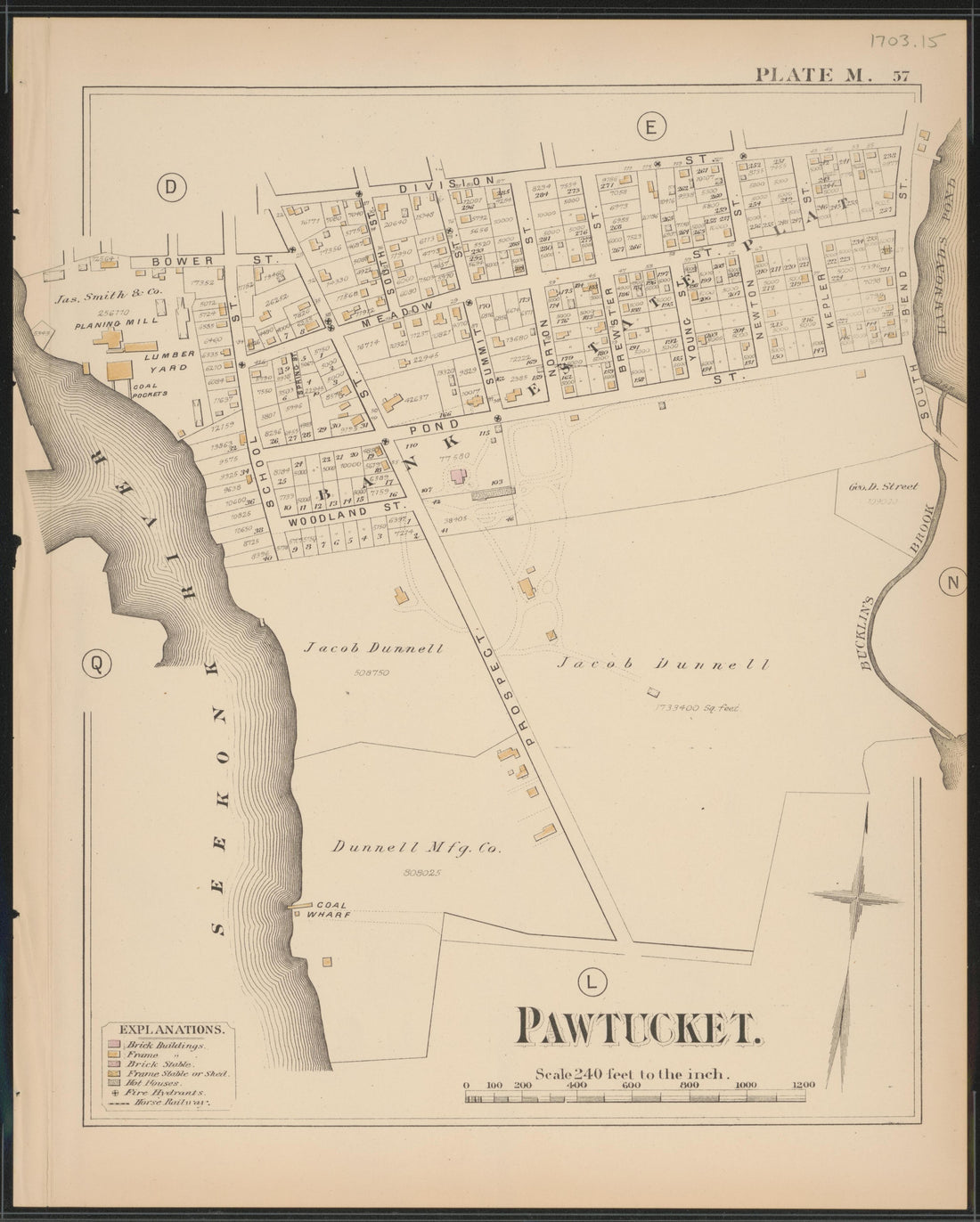 This old map of Pawtucket, Rhode Island, was created by Hopkins, Griffith Morgan in 1880