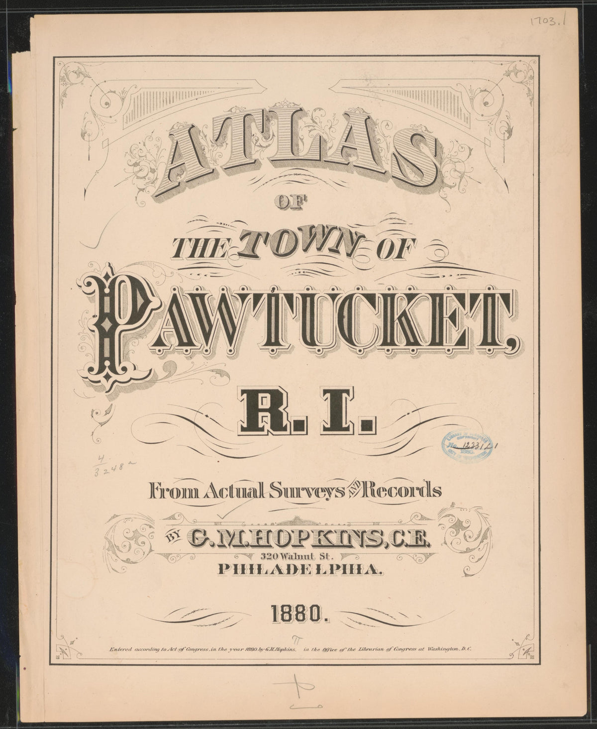 Image 2 of Atlas of the Town of Pawtucket, R.I. (maps Only) from Atlas of the Town of Pawtucket, R.I 1880 by Relic Map Company