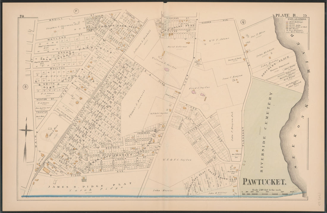 This old map of Pawtucket, Rhode Island, was created by Hopkins, Griffith Morgan in 1880