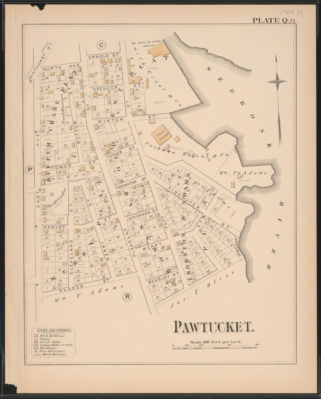 This old map of Pawtucket, Rhode Island, was created by Hopkins, Griffith Morgan in 1880