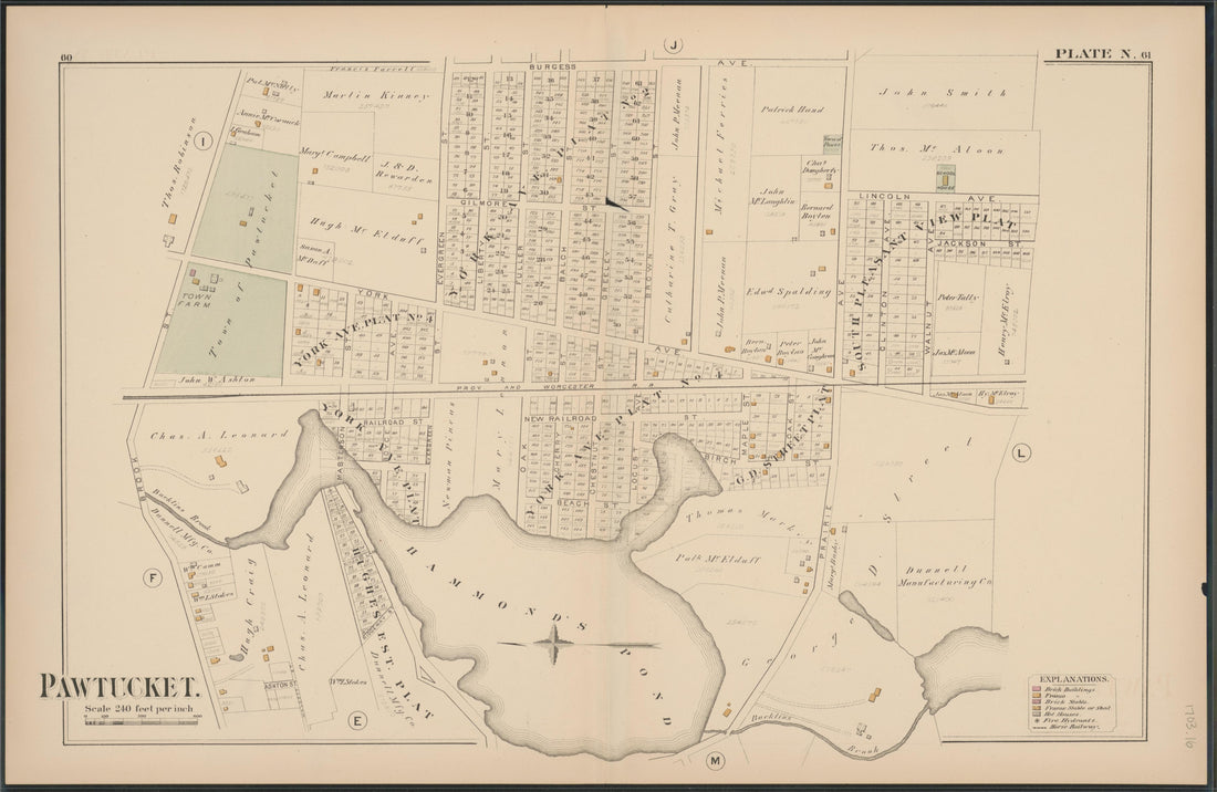 This old map of Pawtucket, Rhode Island, was created by Hopkins, Griffith Morgan in 1880