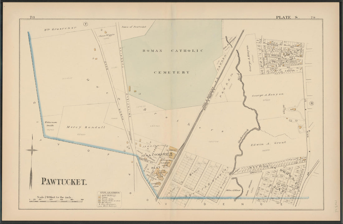 This old map of Pawtucket, Rhode Island, was created by Hopkins, Griffith Morgan in 1880