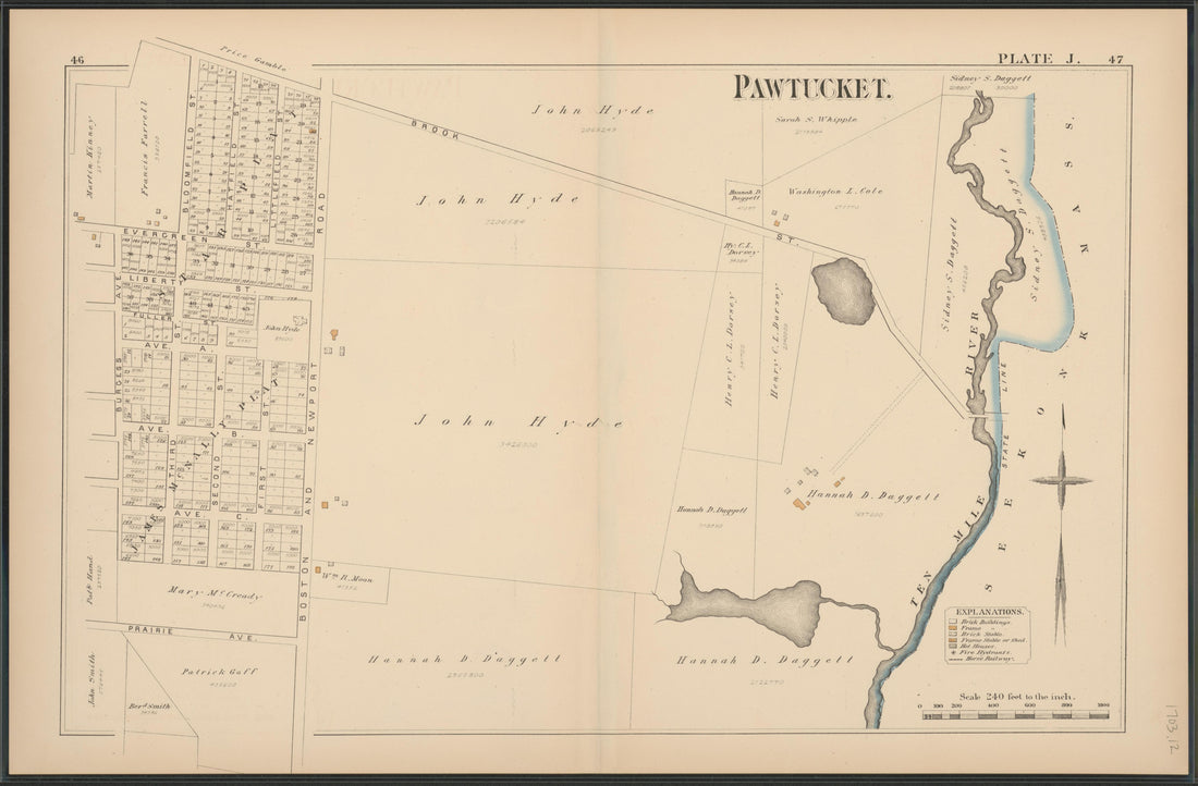 This old map of Pawtucket, Rhode Island, was created by Hopkins, Griffith Morgan in 1880