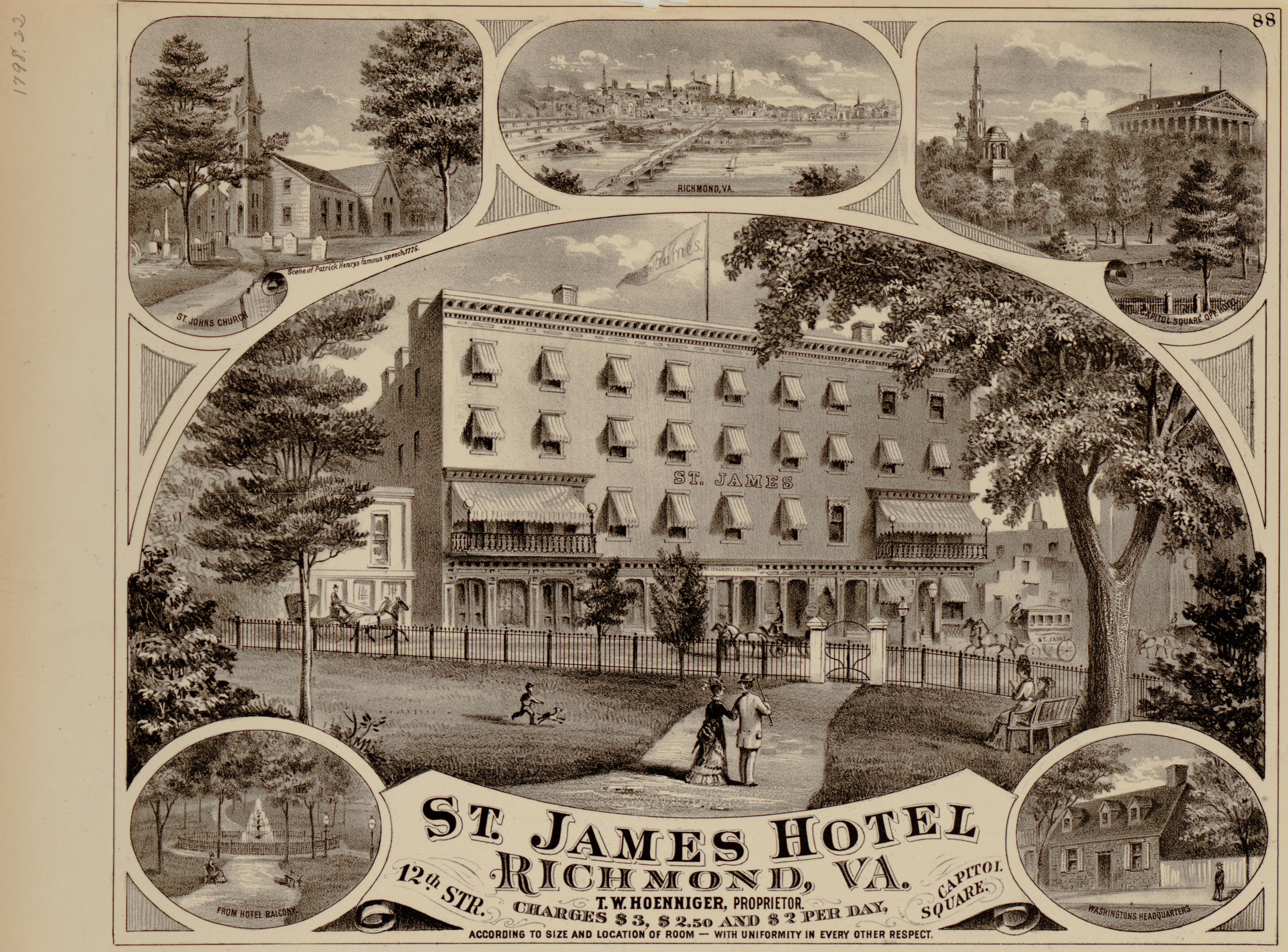 St. James Hotel from Illustrated Atlas of the City of Richmond, Va 1877 by Relic Map Company