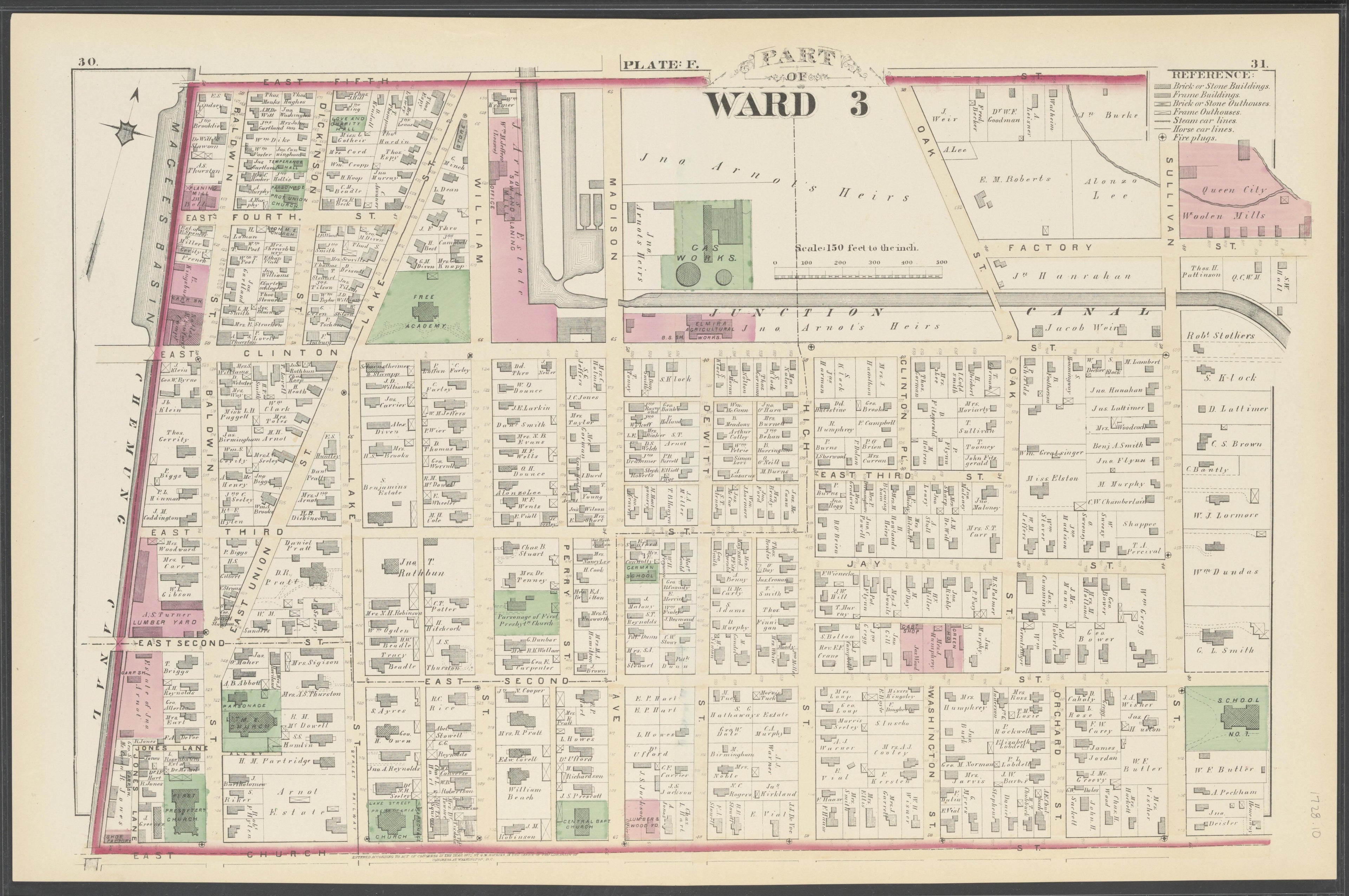 Image 12 of City Atlas of Elmira, New York (maps Only) from City Atlas of Elmira, New York : from Official Records, Private Plans and Actual Surveys, Based Upon Plans Deposited In the Department of Surveys 1876 by Relic Map Company