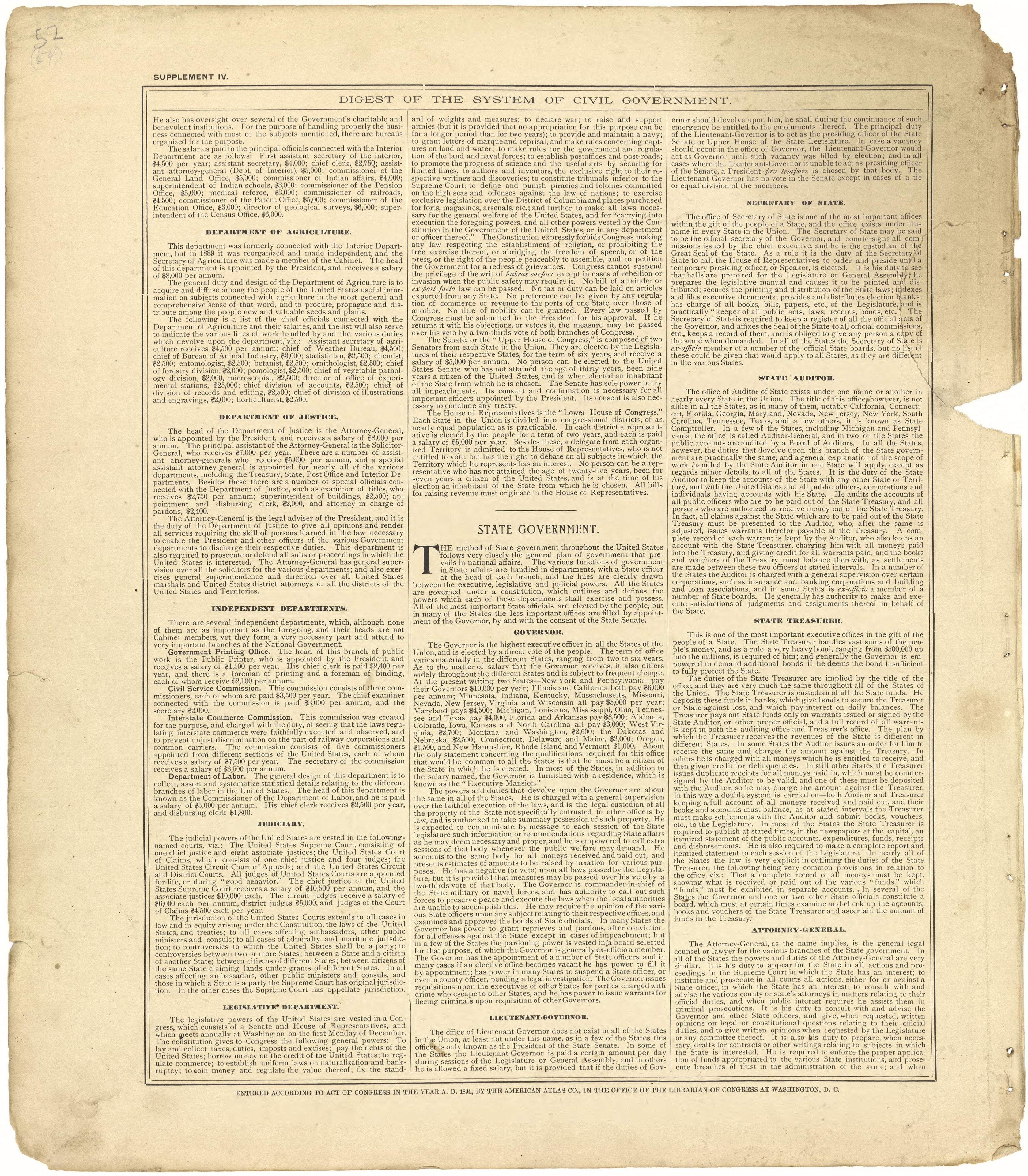 Digest of the System of Civil Government Continued from Plat Book of Pike County, Illinois 1895 by Relic Map Company
