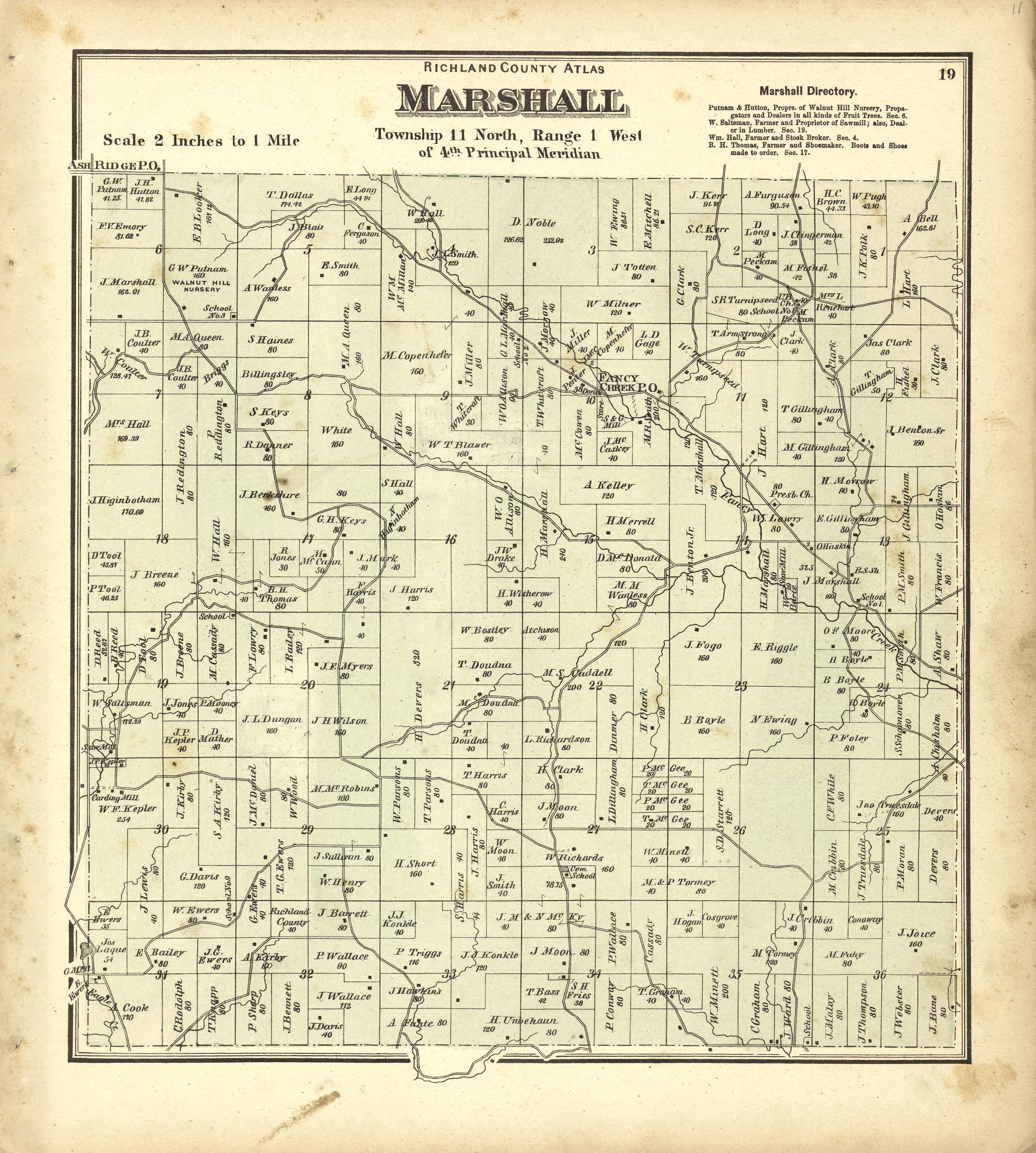 Map of Marshall from Atlas of Richland County, Wisconsin : Drawn from Actual Surveys and the County Records to Which Is Added a Rail Road & Sectional Map of the State of Wisconsin 1874 by Relic Map Company