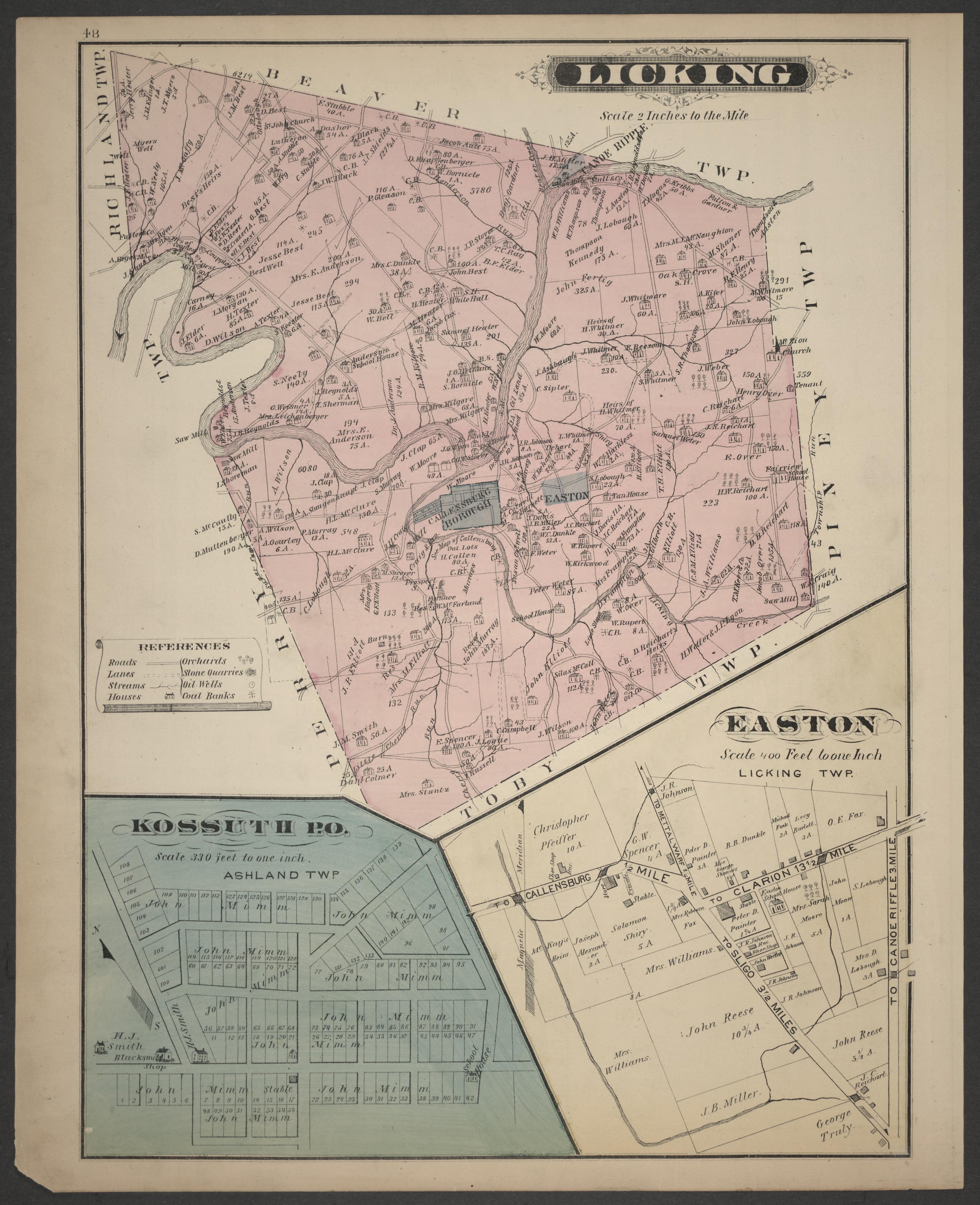 Licking, Easton and Kossuth Maps from Caldwell&