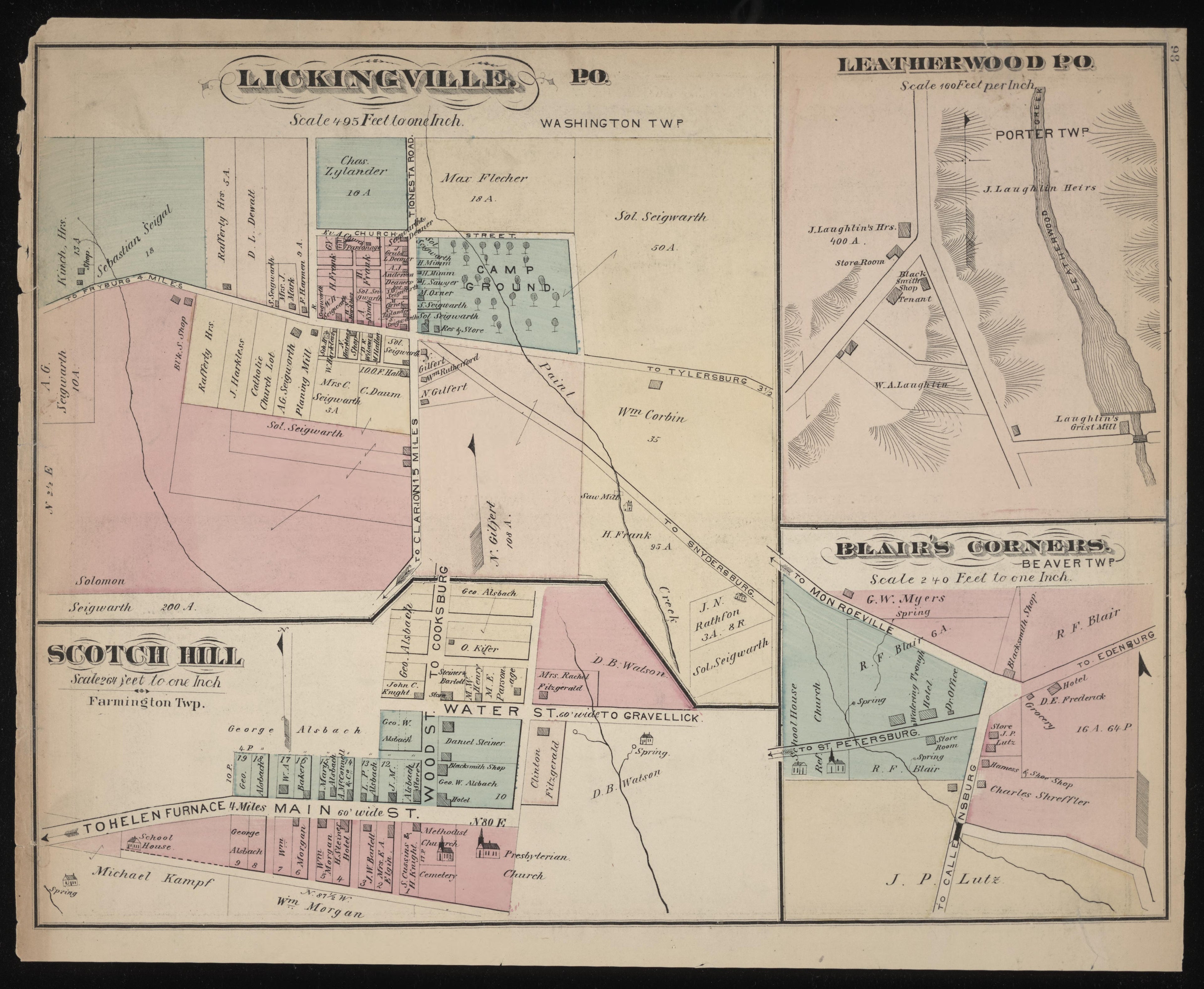 Lickingville, Leatherwood, Scotch Hill and Blair&