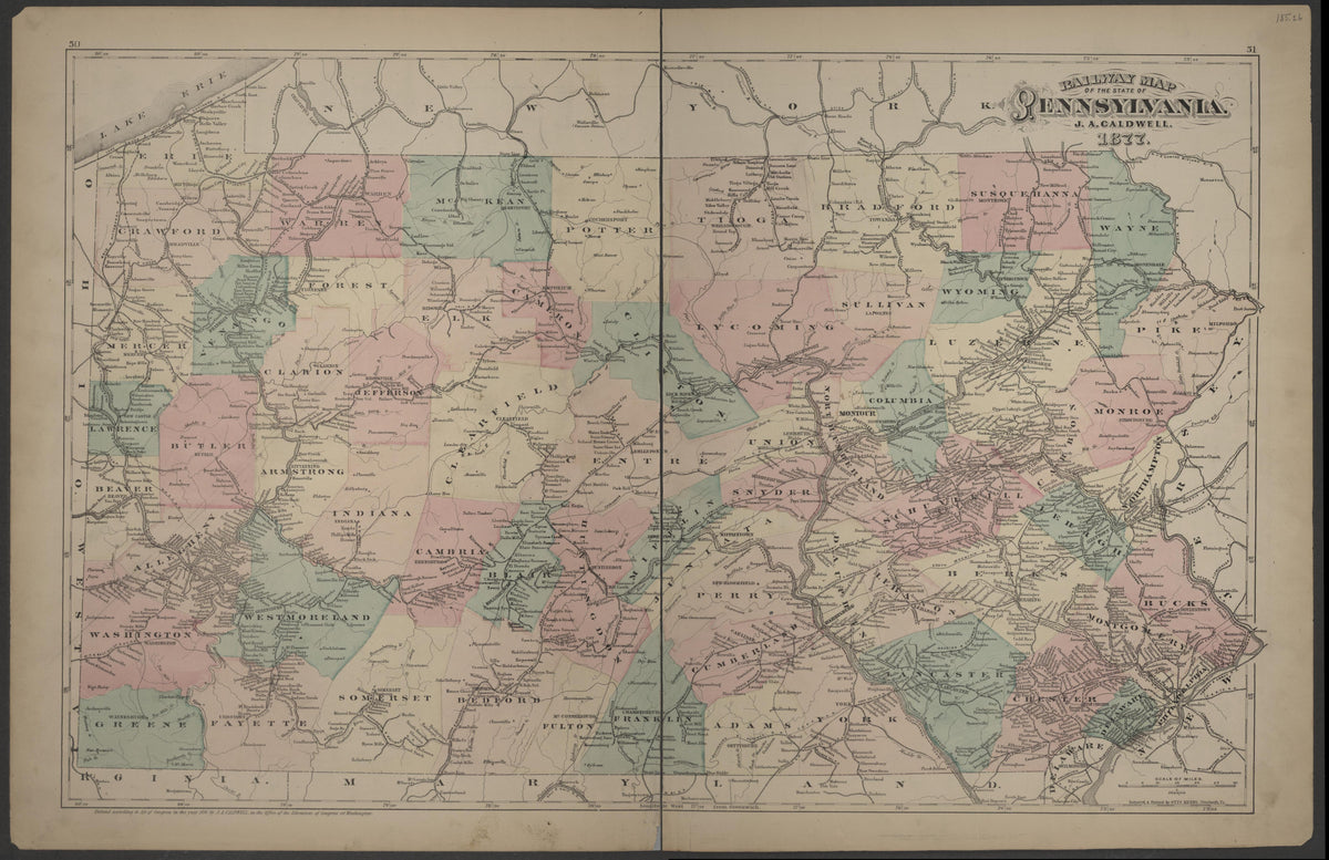 Railway Map of Pennsylvania from Caldwell&
