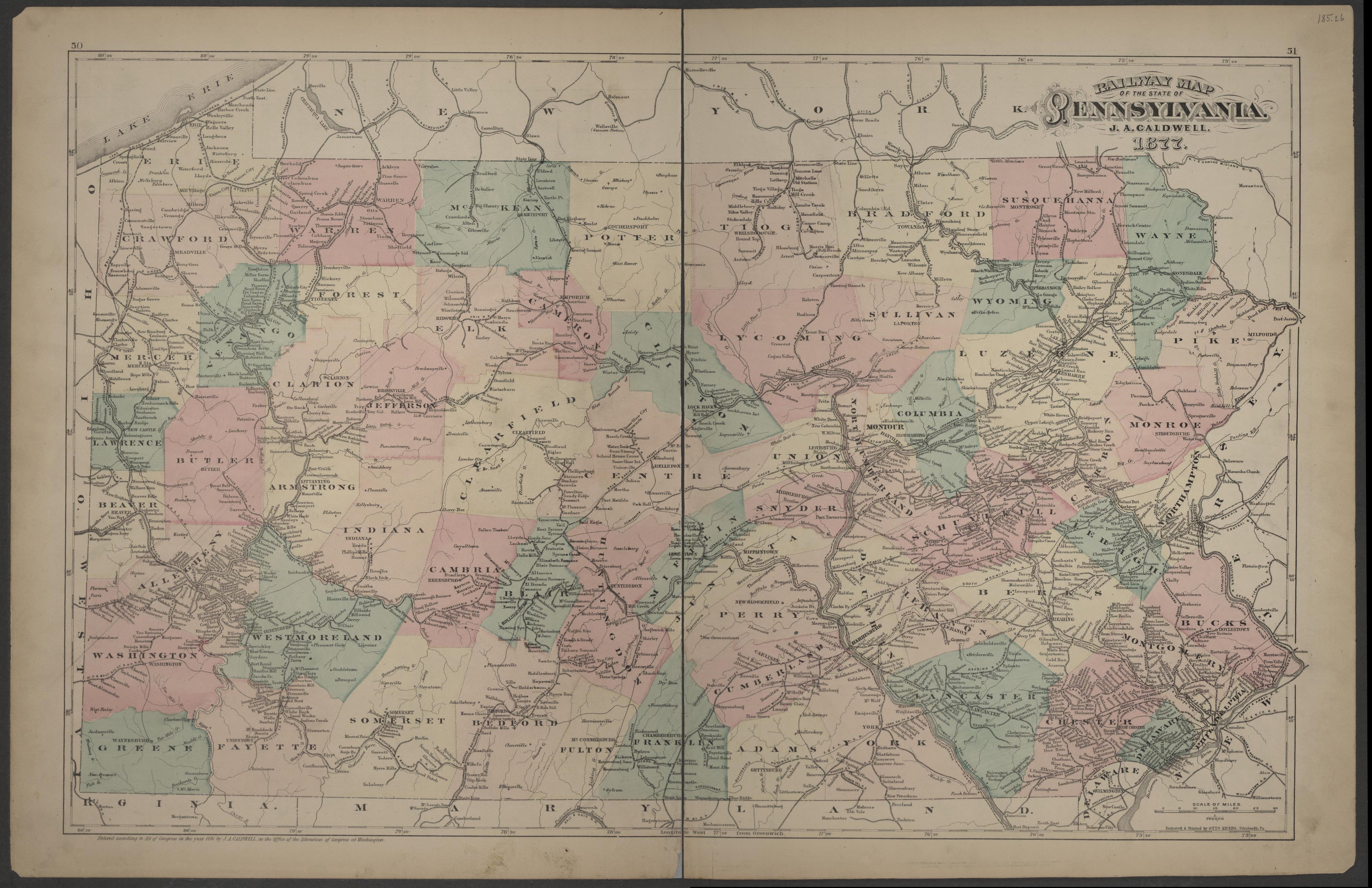 Railway Map of Pennsylvania from Caldwell&
