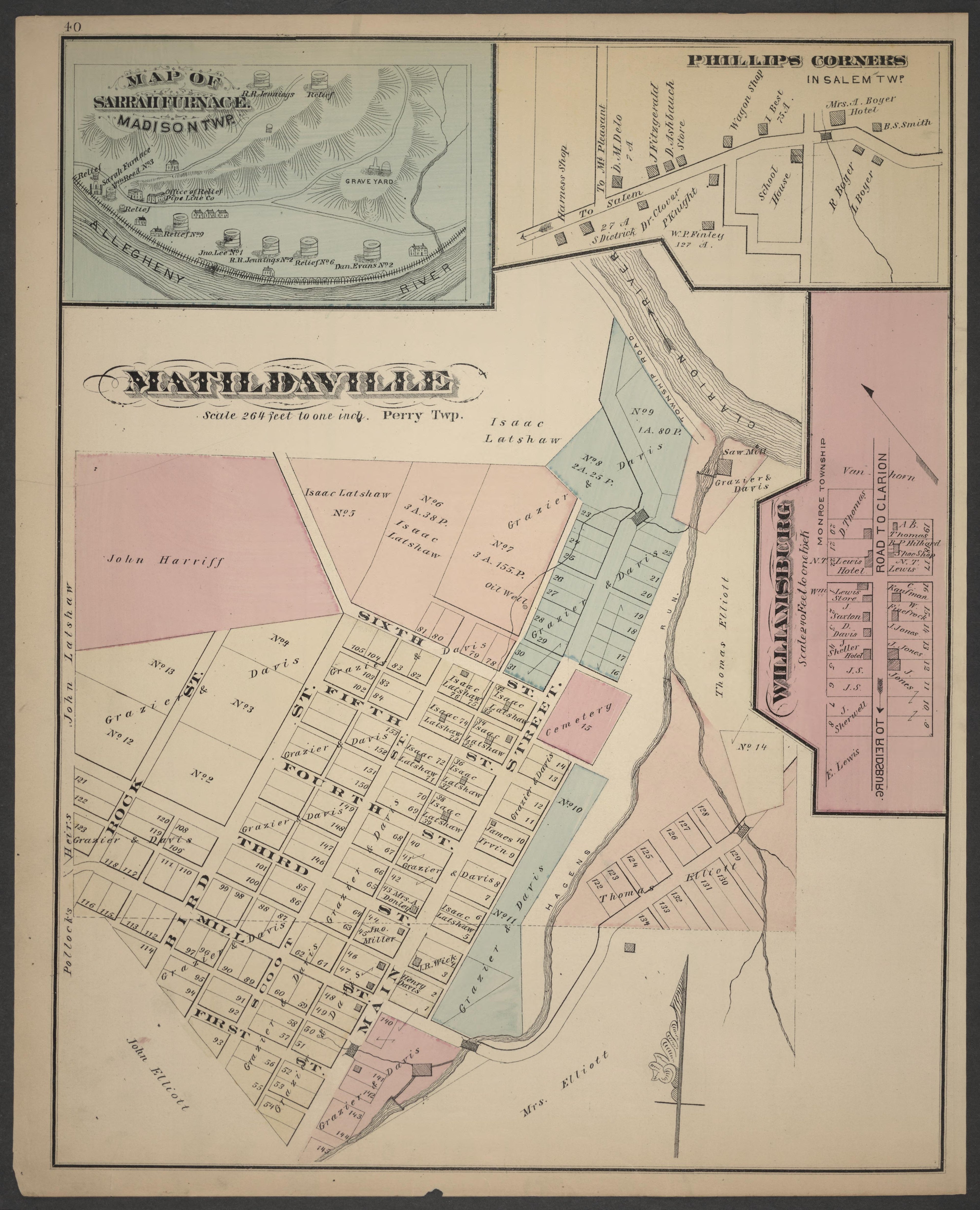 Sarrah Furance, Phillips Corner, Matildaville and Williamsburg Maps from Caldwell&