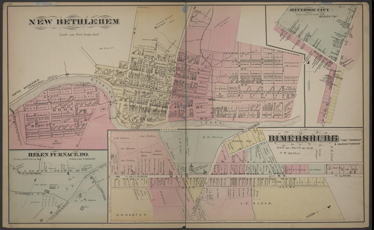 New Bethlehem, Jefferson City, Helen Furance and Rimersburg Maps from Caldwell&