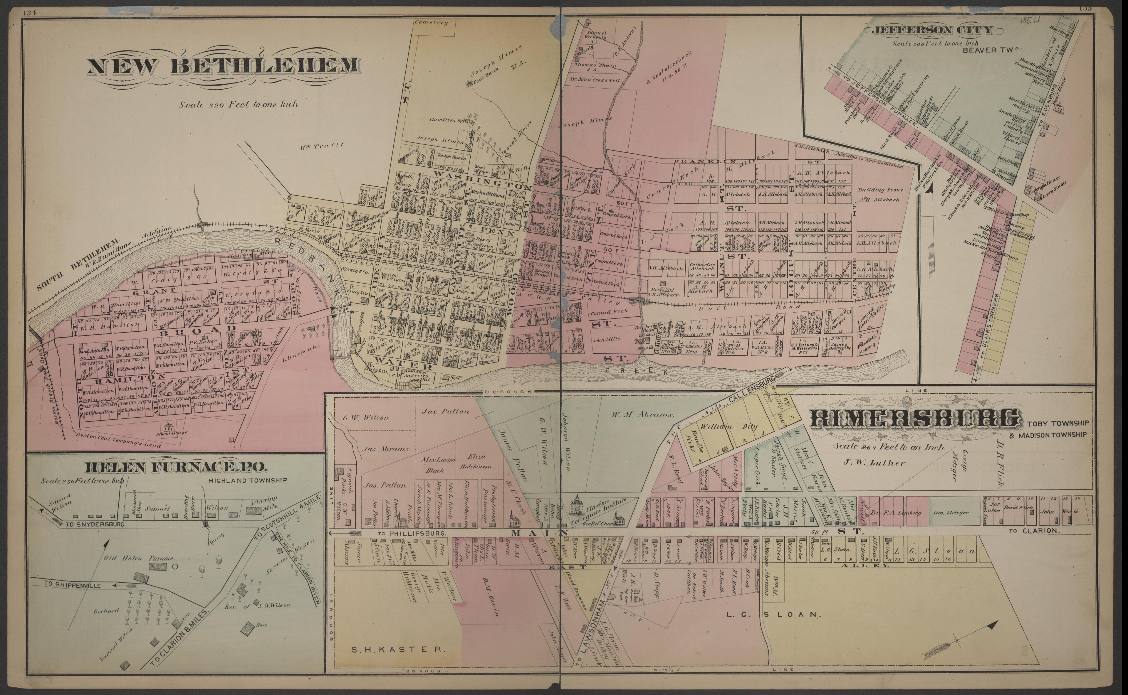 New Bethlehem, Jefferson City, Helen Furance and Rimersburg Maps from Caldwell&