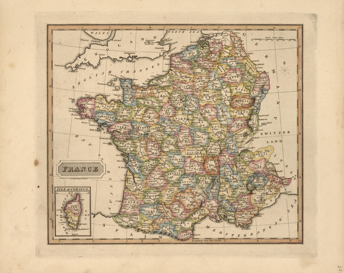 France from a New and Elegant General Atlas, Containing Maps of Each of the United States 1817 by Relic Map Company
