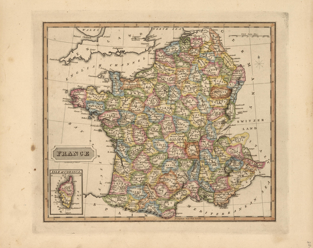 France from a New and Elegant General Atlas, Containing Maps of Each of the United States 1817 by Relic Map Company