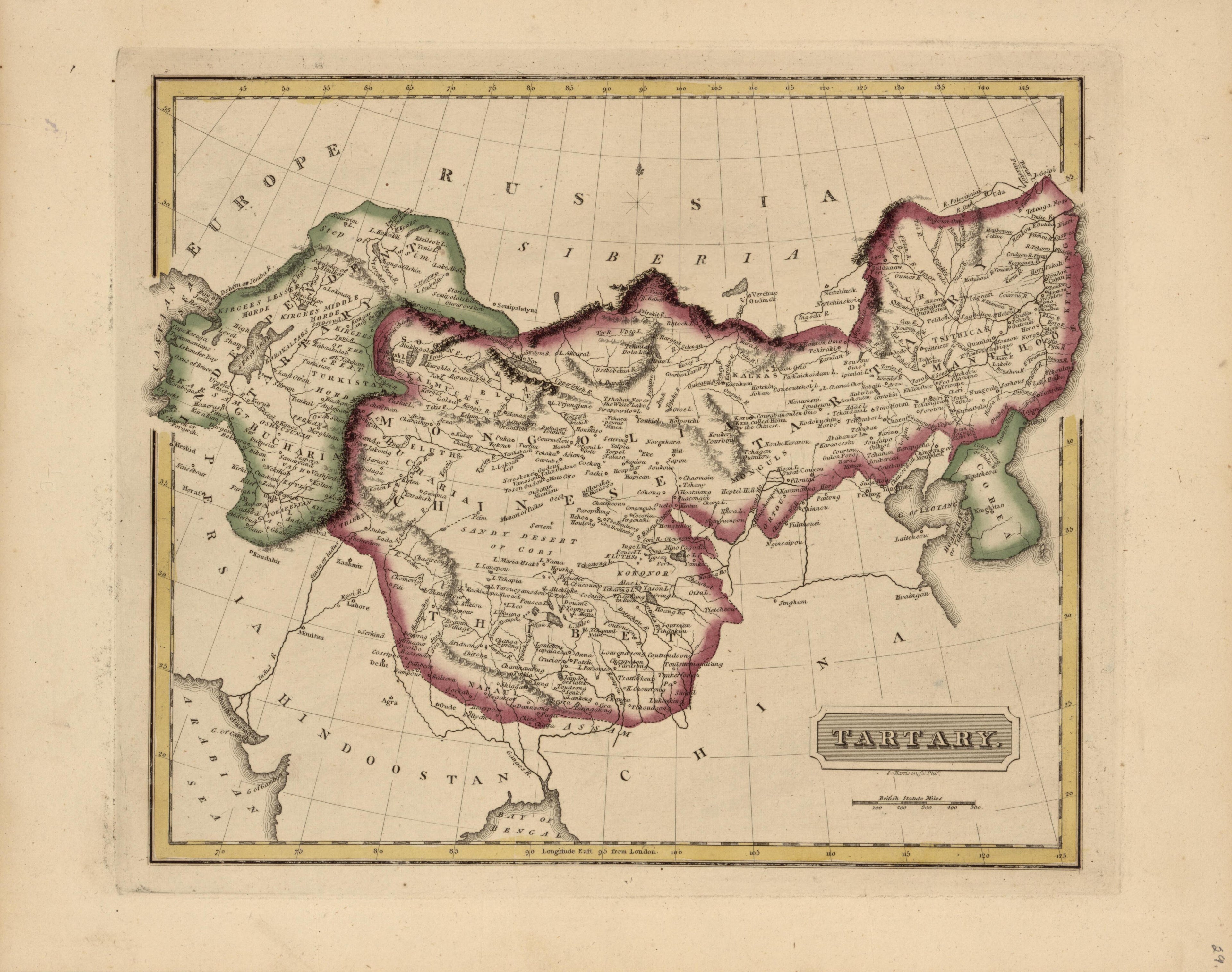 Tartary from a New and Elegant General Atlas, Containing Maps of Each of the United States 1817 by Relic Map Company